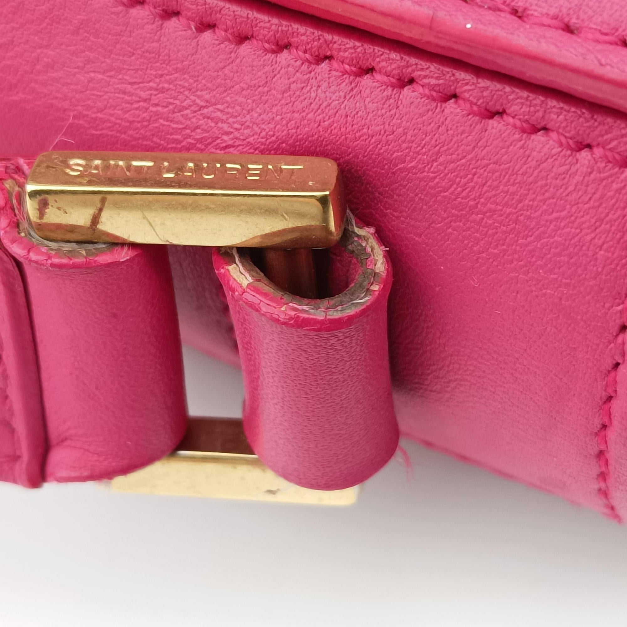 Pre-owned Yves Saint Laurent Y Ligne Rose Leather 311214 shoulderbag | stylenewstar