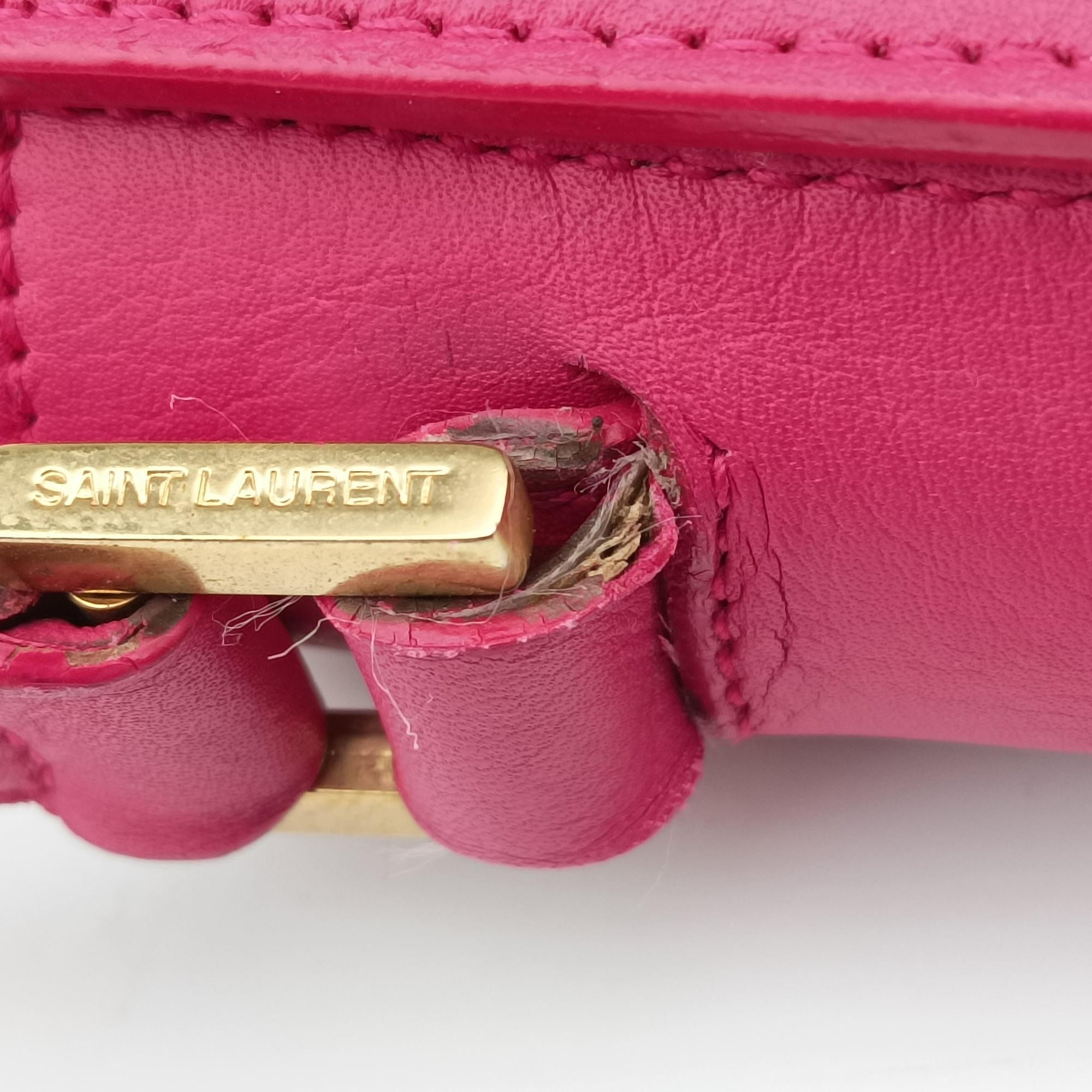 Pre-owned Yves Saint Laurent Y Ligne Rose Leather 311214 shoulderbag | stylenewstar