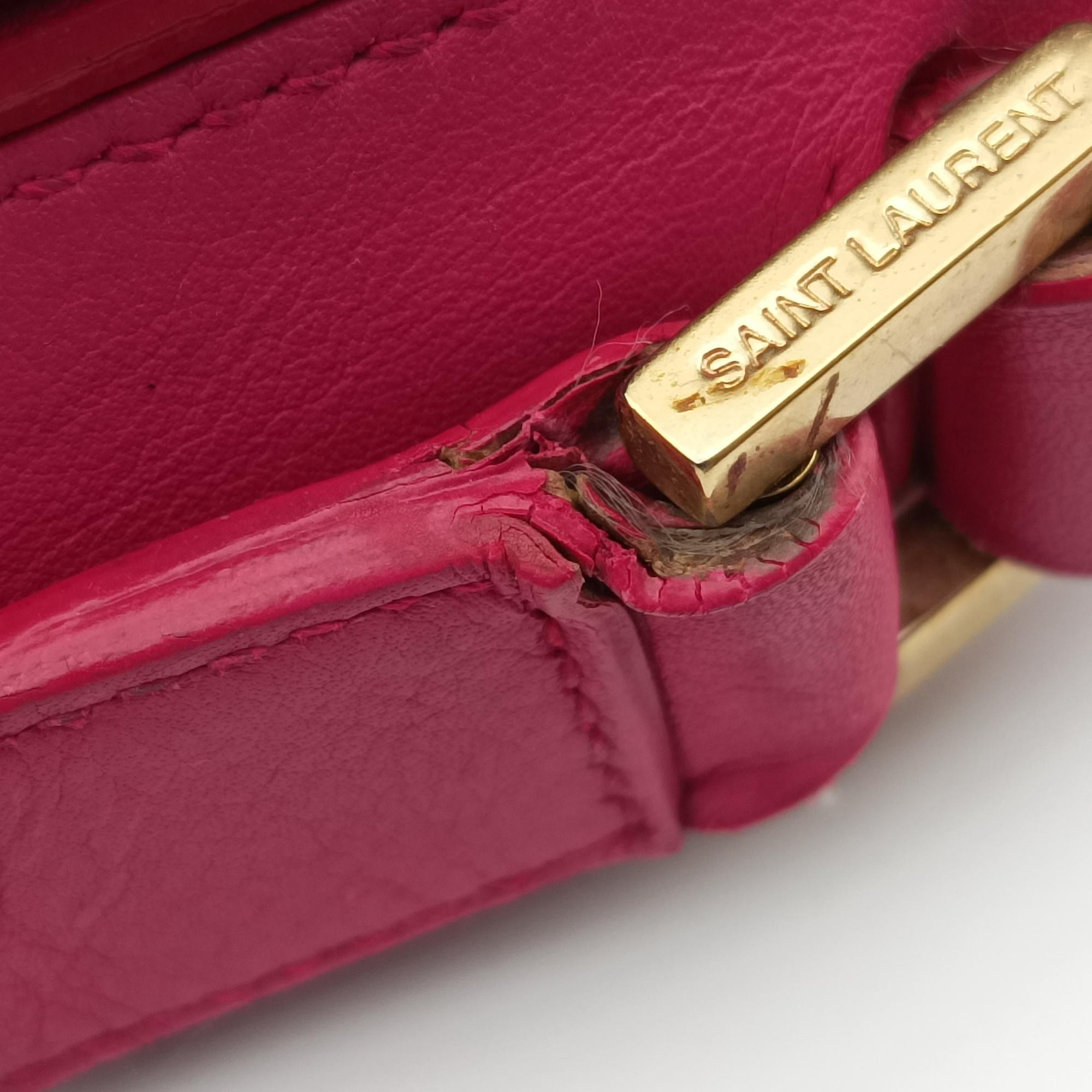 Pre-owned Yves Saint Laurent Y Ligne Rose Leather 311214 shoulderbag | stylenewstar