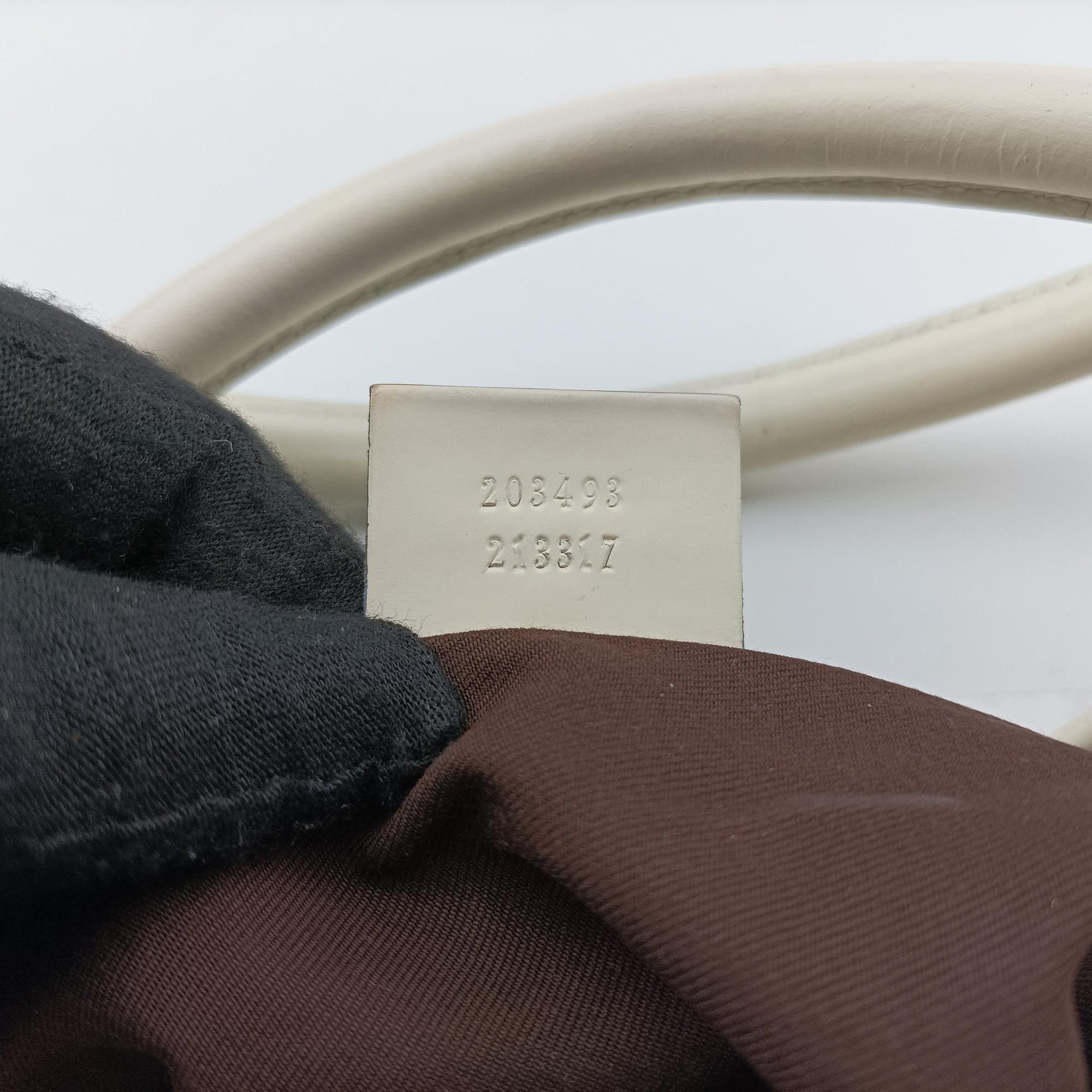 Pre-owned Gucci Jackie Brown×White Leather×PVC coated canvas 203493 handbag | stylenewstar