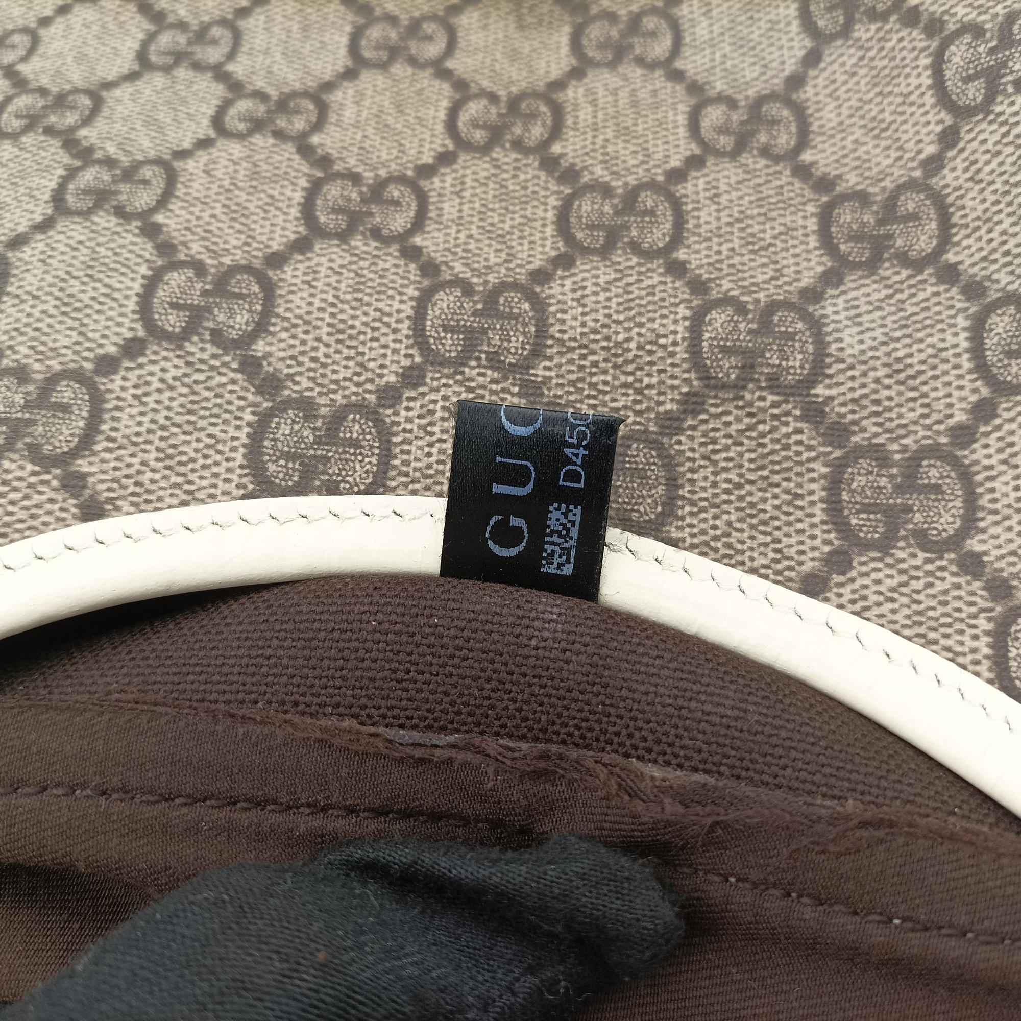 Pre-owned Gucci Jackie Brown×White Leather×PVC coated canvas 203493 handbag | stylenewstar