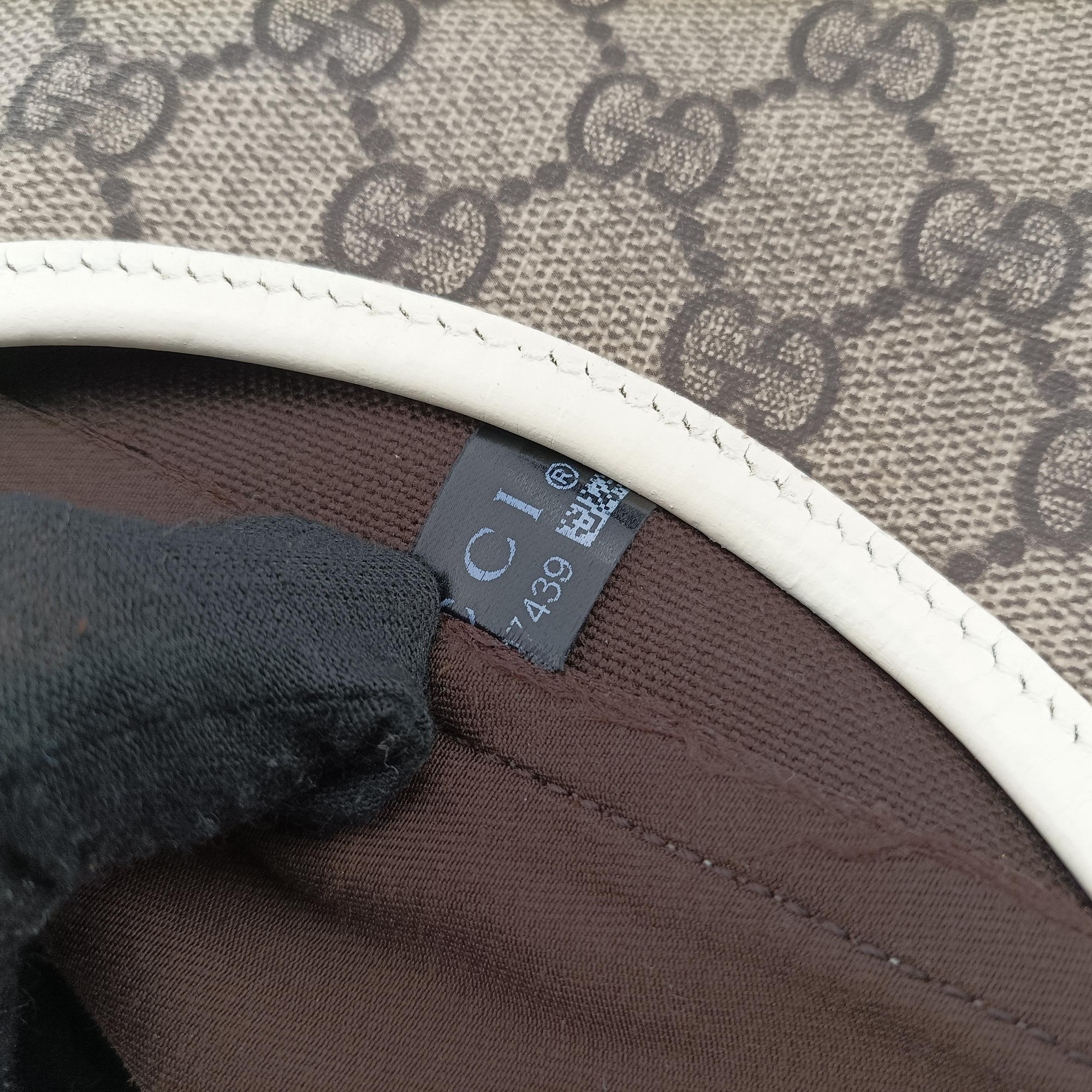 Pre-owned Gucci Jackie Brown×White Leather×PVC coated canvas 203493 handbag | stylenewstar
