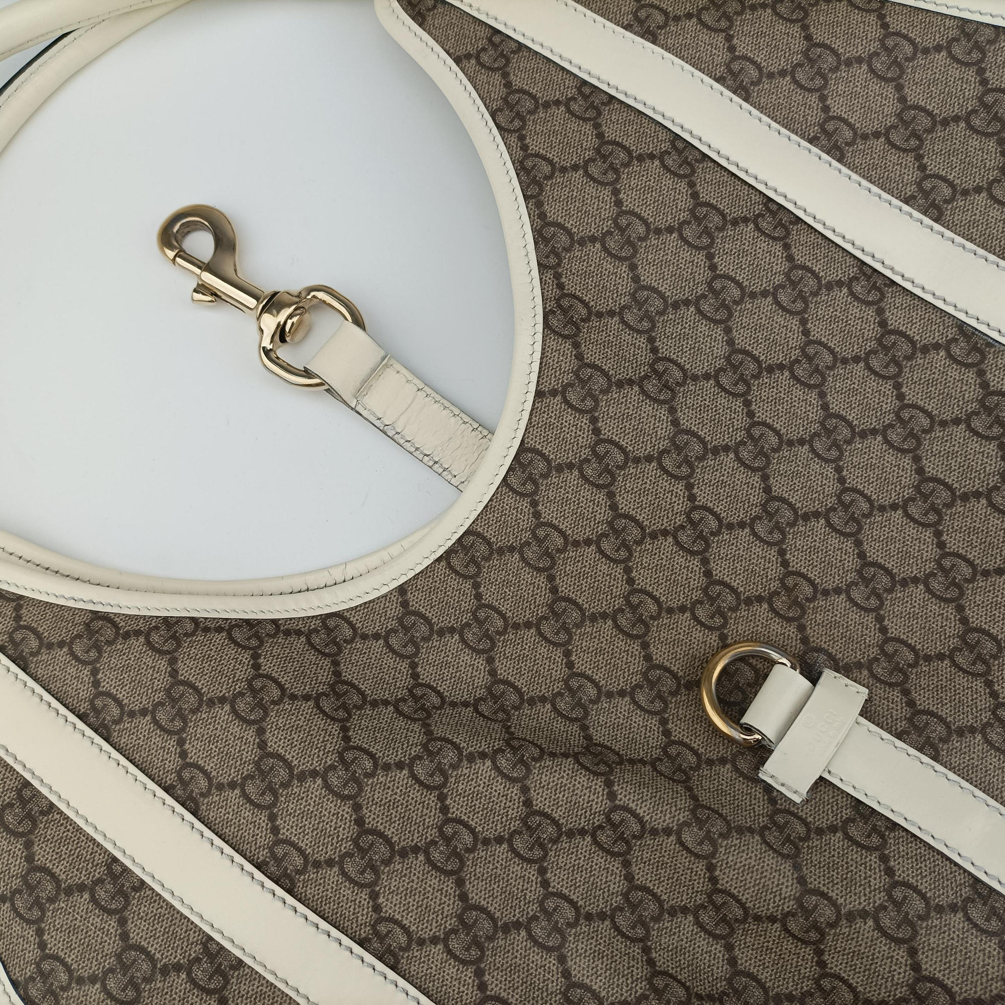Pre-owned Gucci Jackie Brown×White Leather×PVC coated canvas 203493 handbag | stylenewstar