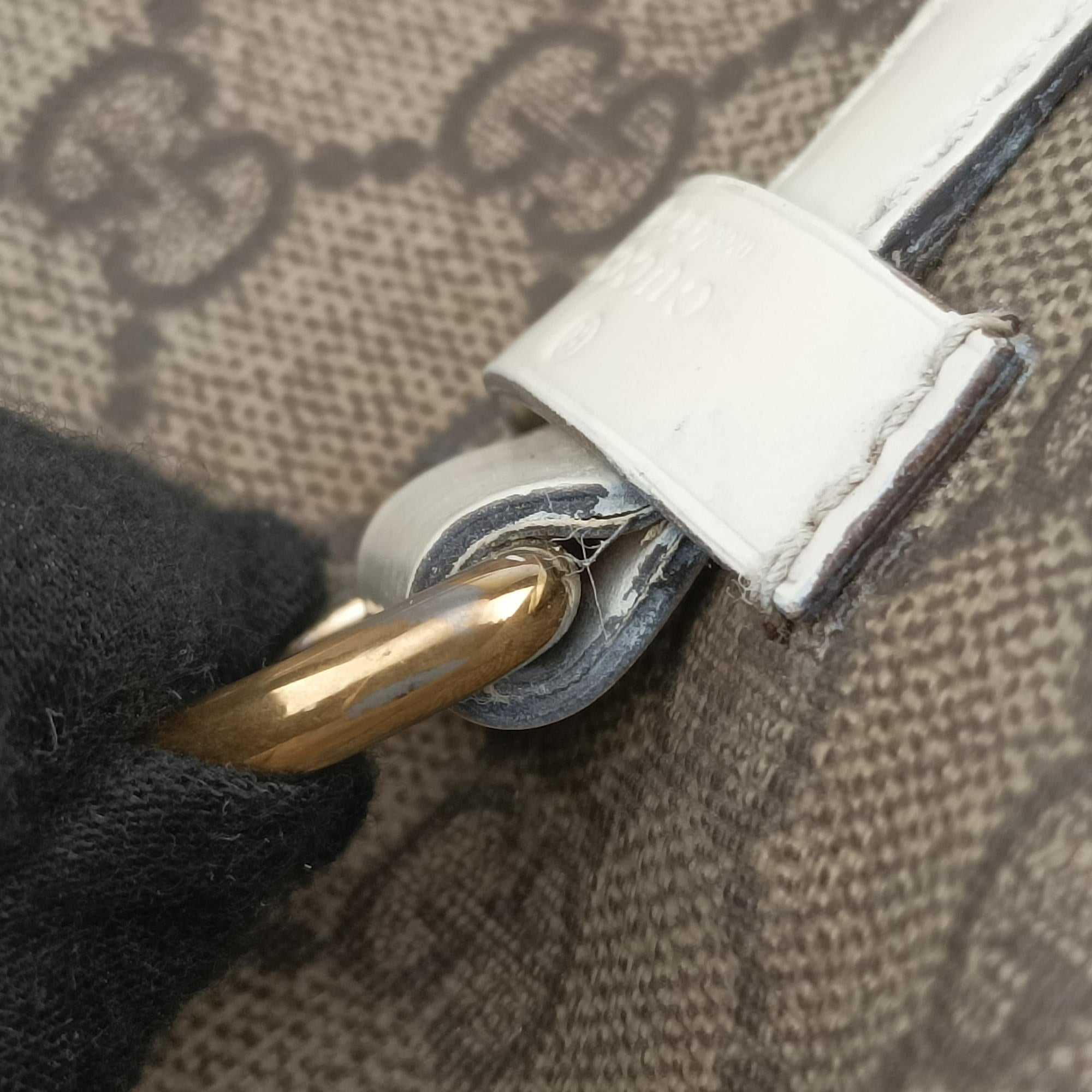 Pre-owned Gucci Jackie Brown×White Leather×PVC coated canvas 203493 handbag | stylenewstar
