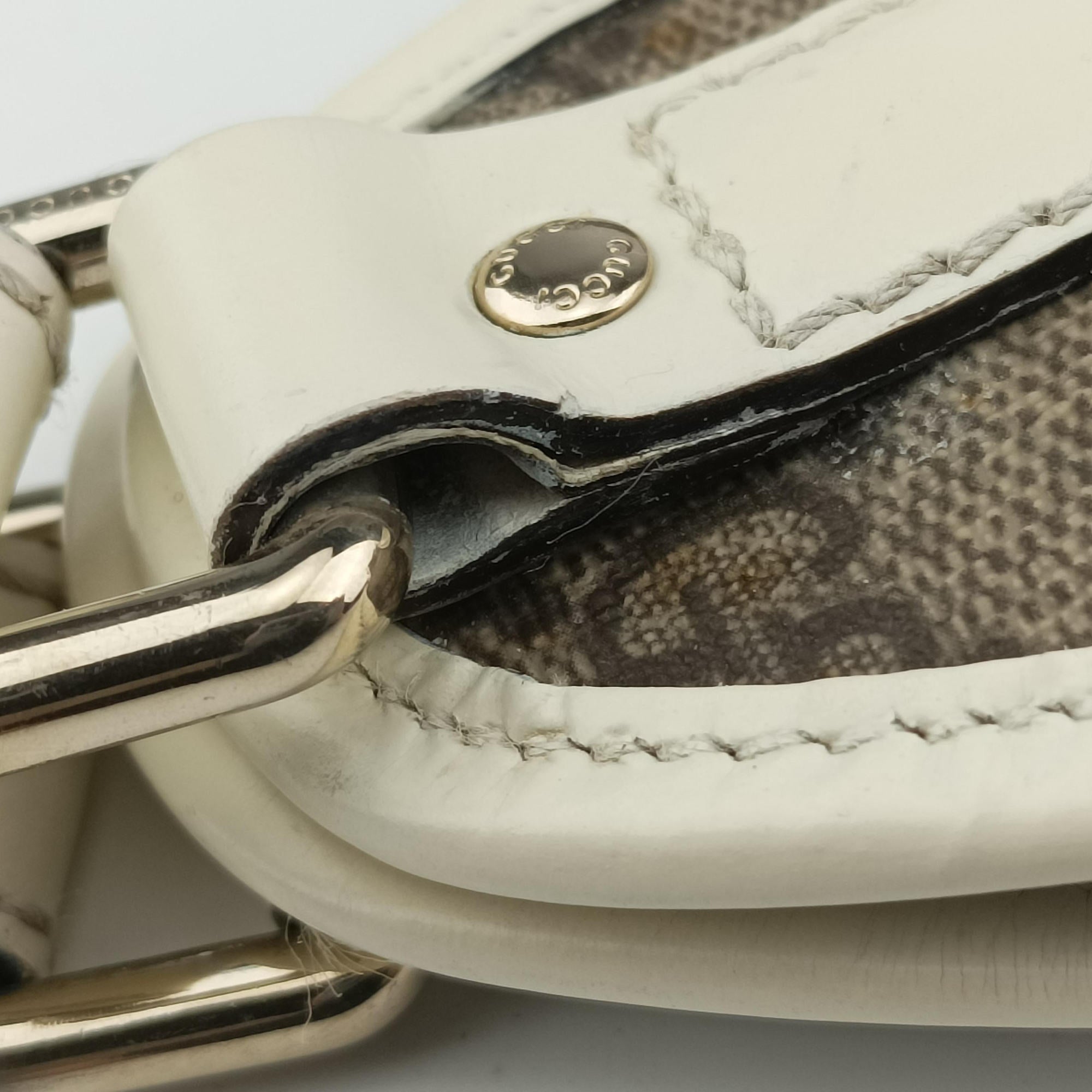 Pre-owned Gucci Jackie Brown×White Leather×PVC coated canvas 203493 handbag | stylenewstar
