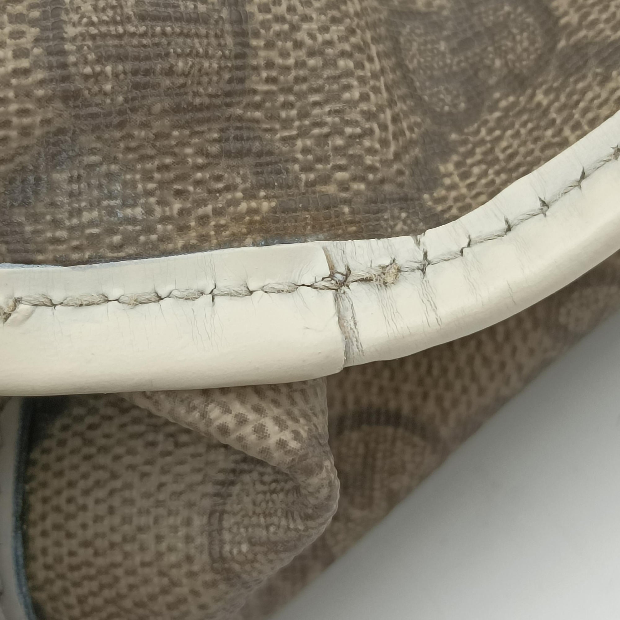 Pre-owned Gucci Jackie Brown×White Leather×PVC coated canvas 203493 handbag | stylenewstar