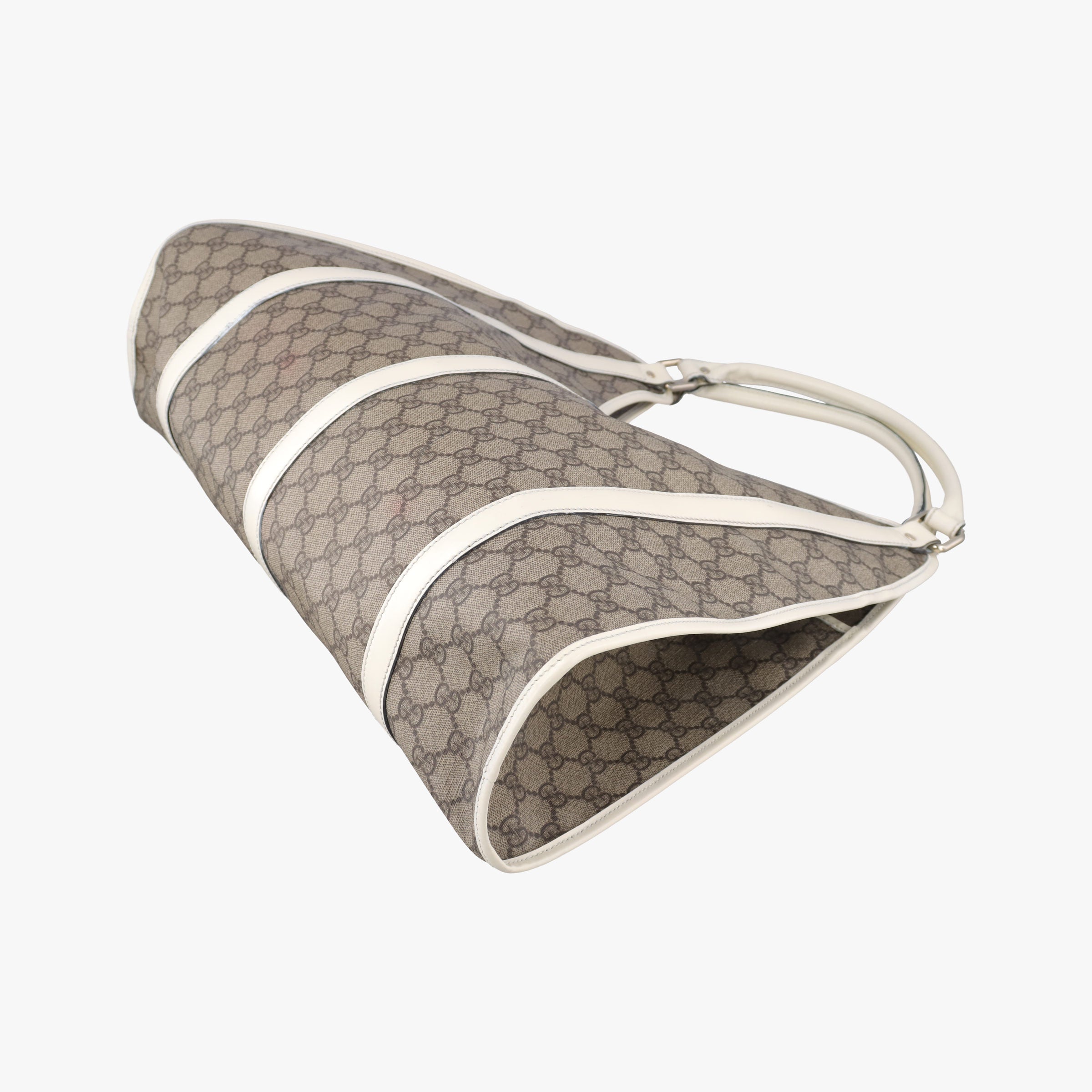 Pre-owned Gucci Jackie Brown×White Leather×PVC coated canvas 203493 handbag | stylenewstar