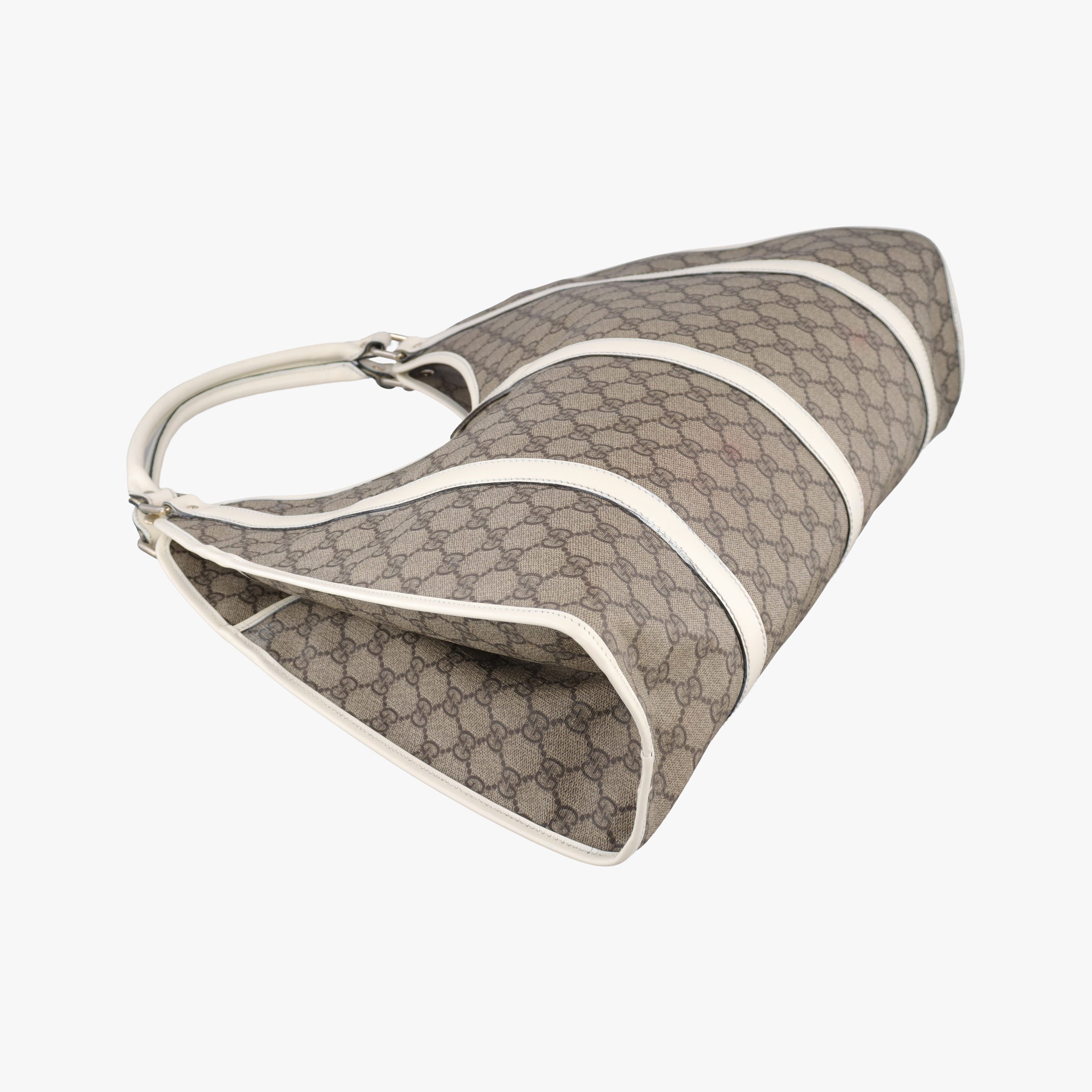 Pre-owned Gucci Jackie Brown×White Leather×PVC coated canvas 203493 handbag | stylenewstar