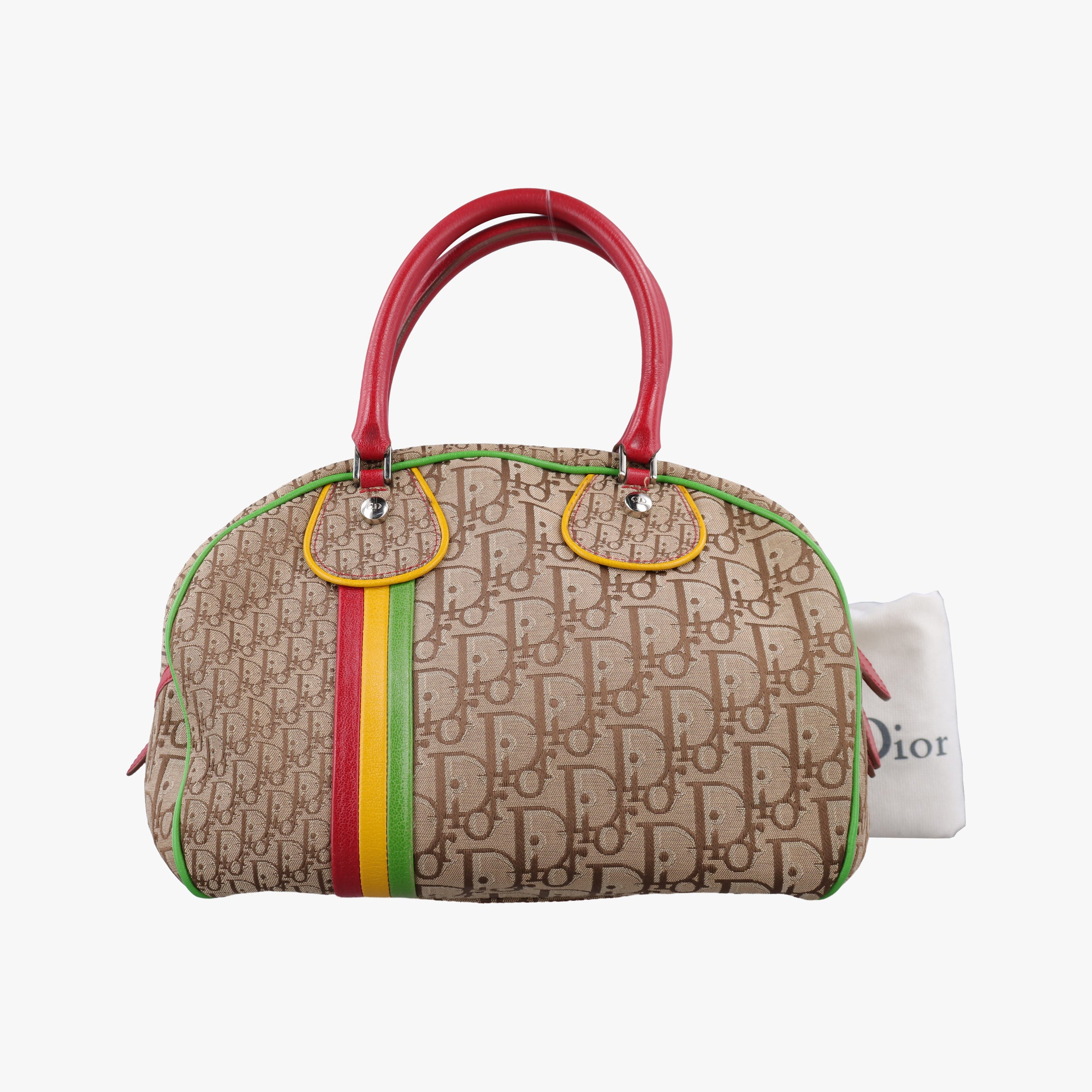 Vintage Christian Dior Rasta Trotter beige×Multicolour canvas×Leather  handbag | stylenewstar
