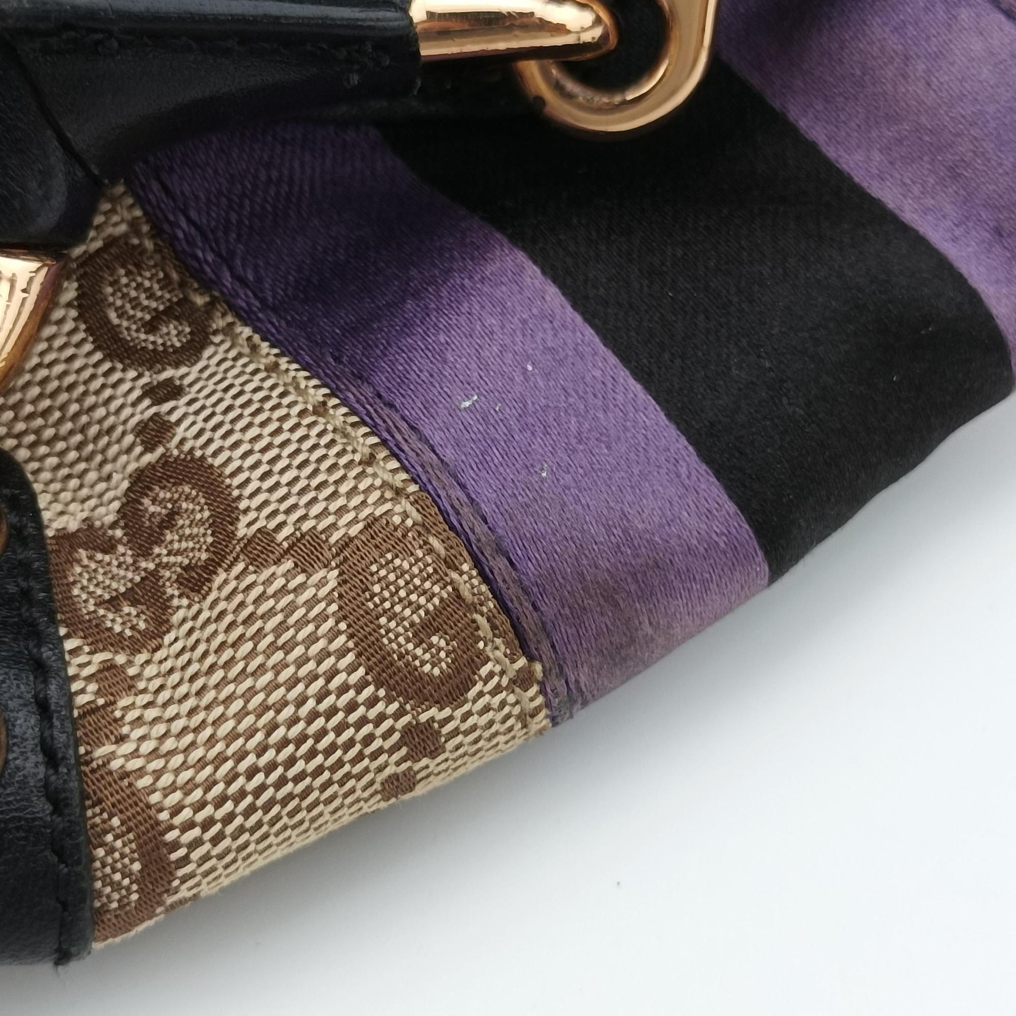 Pre-owned Gucci Horsebit Web khaki×Multi Canvas 129498 shoulderbag | stylenewstar