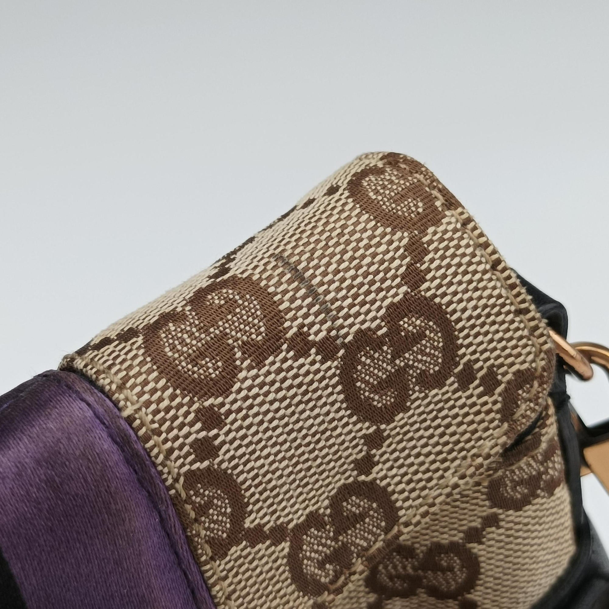 Pre-owned Gucci Horsebit Web khaki×Multi Canvas 129498 shoulderbag | stylenewstar