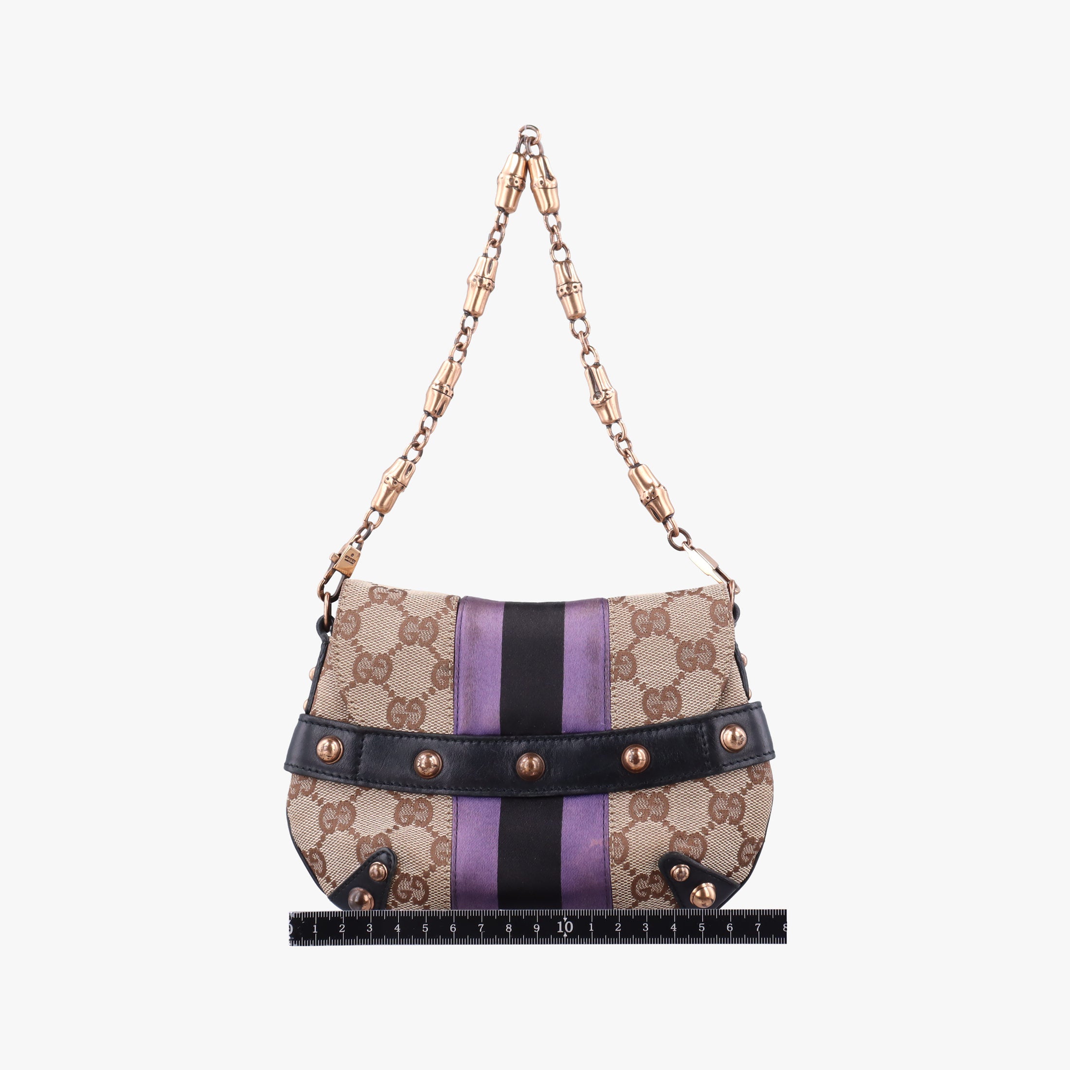 Pre-owned Gucci Horsebit Web khaki×Multi Canvas 129498 shoulderbag | stylenewstar