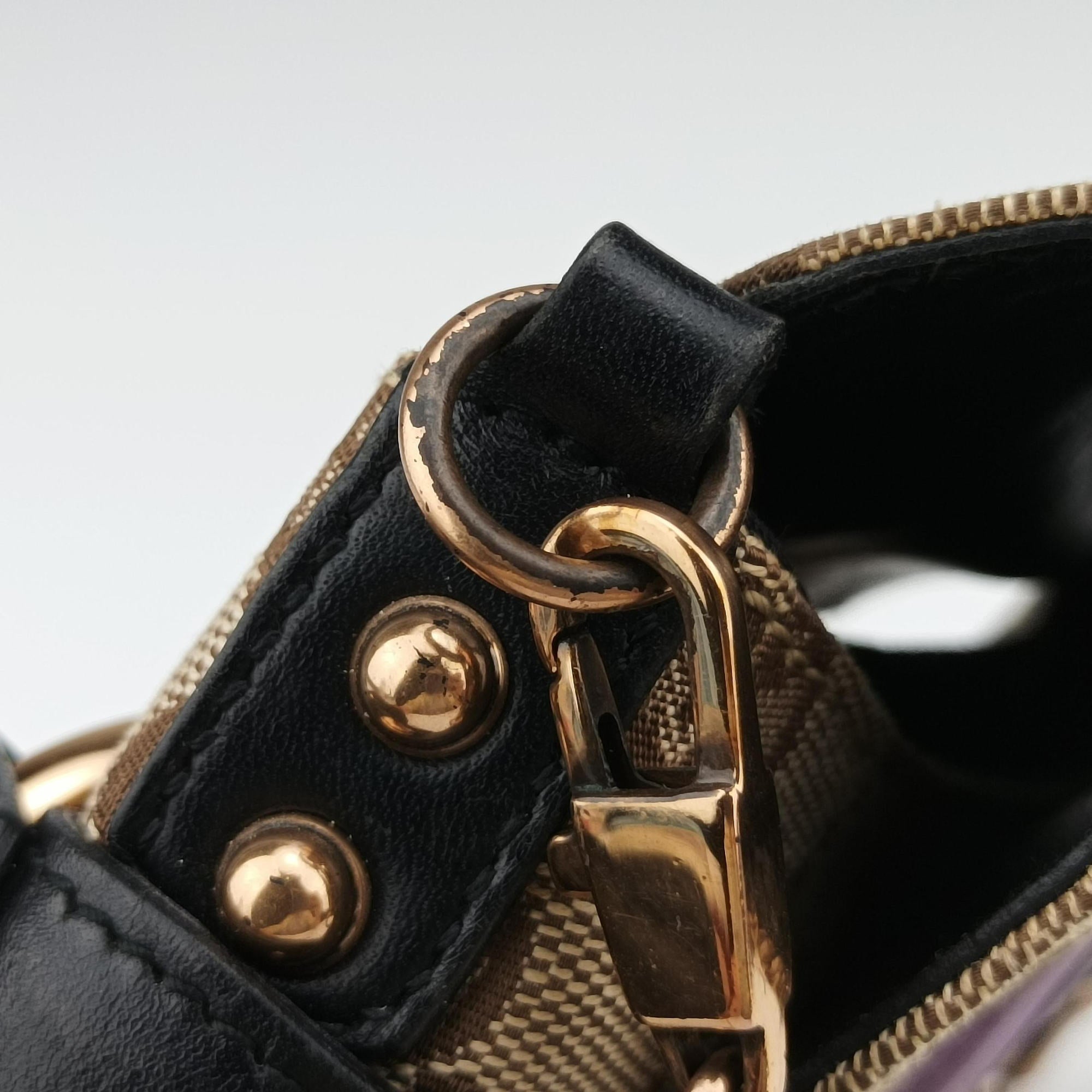 Pre-owned Gucci Horsebit Web khaki×Multi Canvas 129498 shoulderbag | stylenewstar