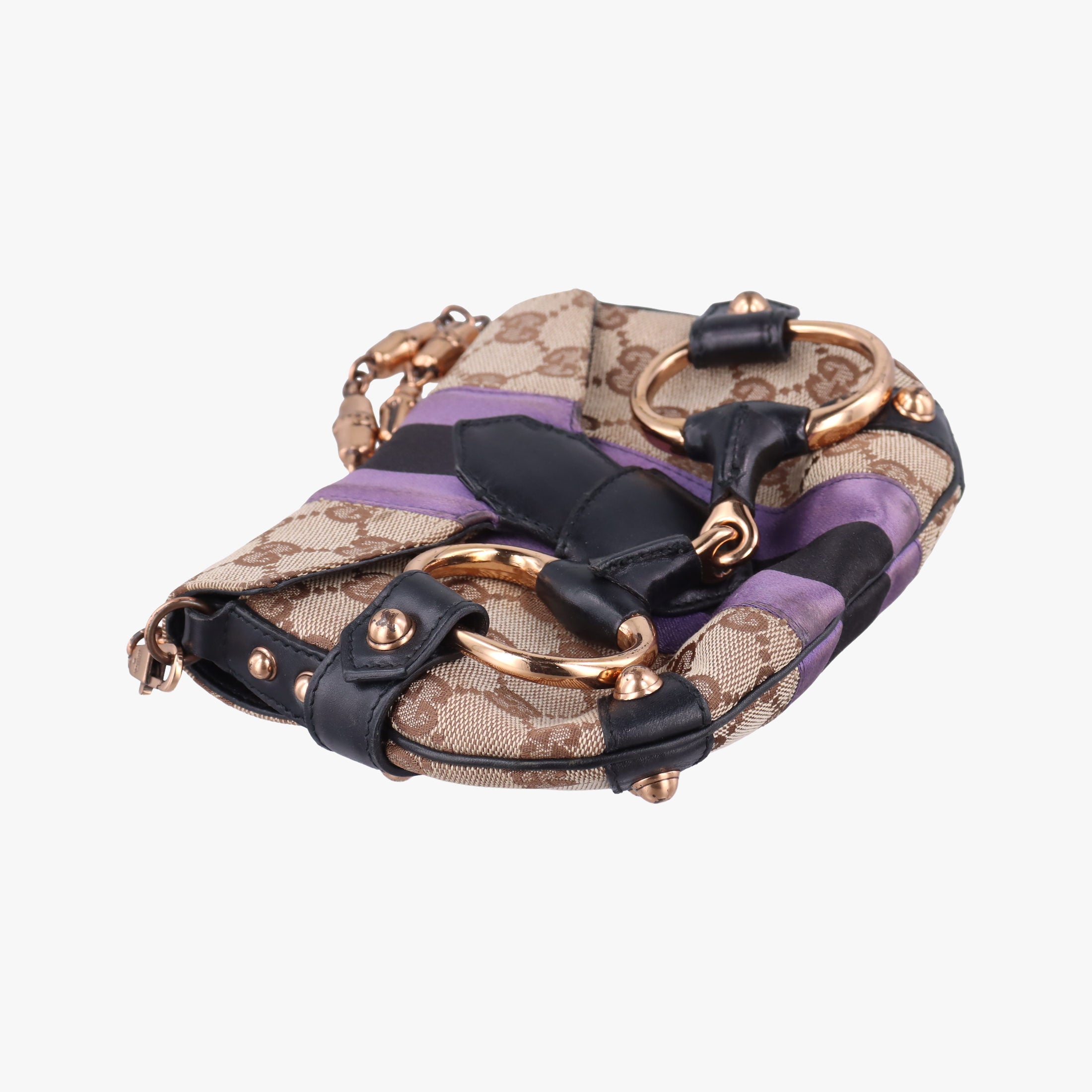 Pre-owned Gucci Horsebit Web khaki×Multi Canvas 129498 shoulderbag | stylenewstar