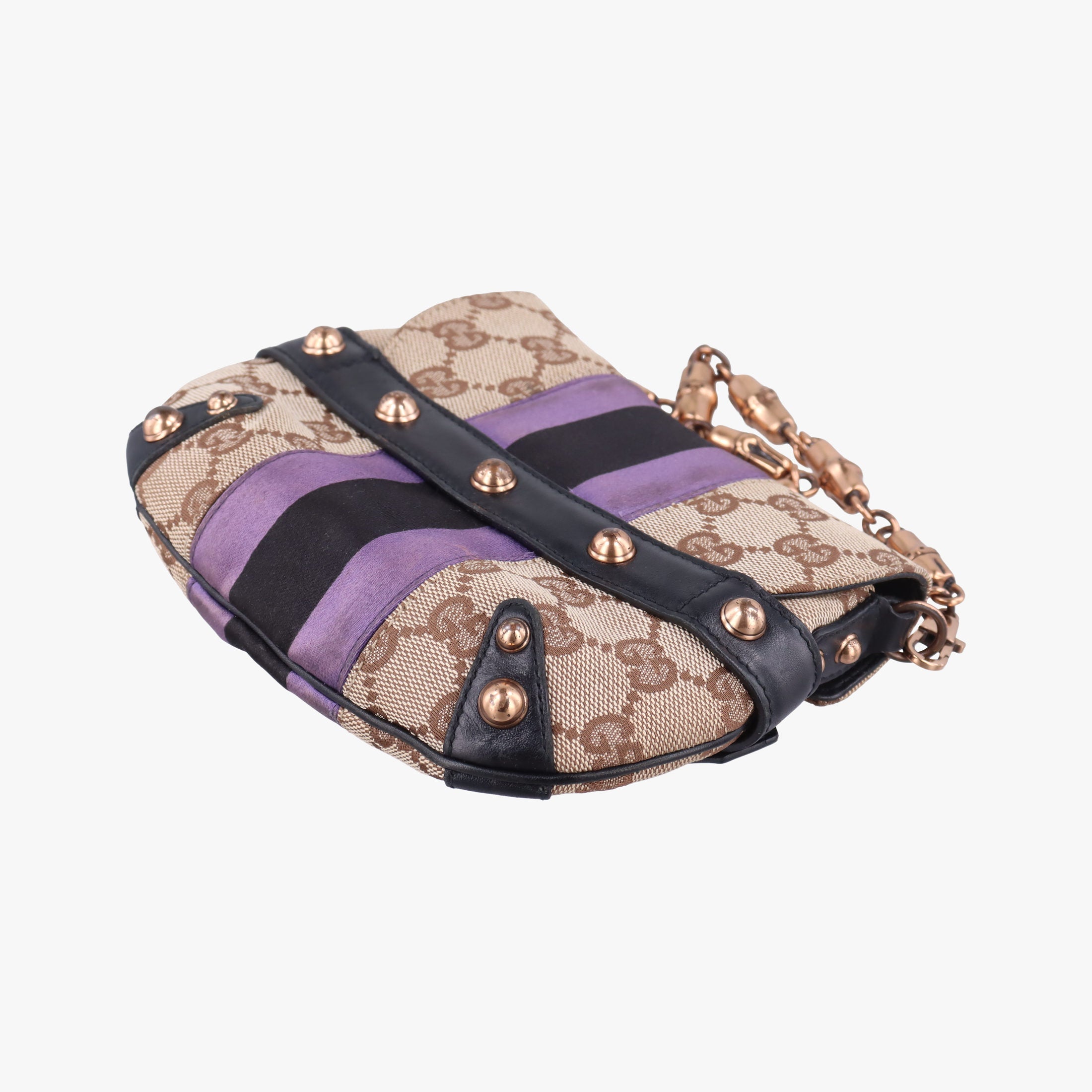 Pre-owned Gucci Horsebit Web khaki×Multi Canvas 129498 shoulderbag | stylenewstar