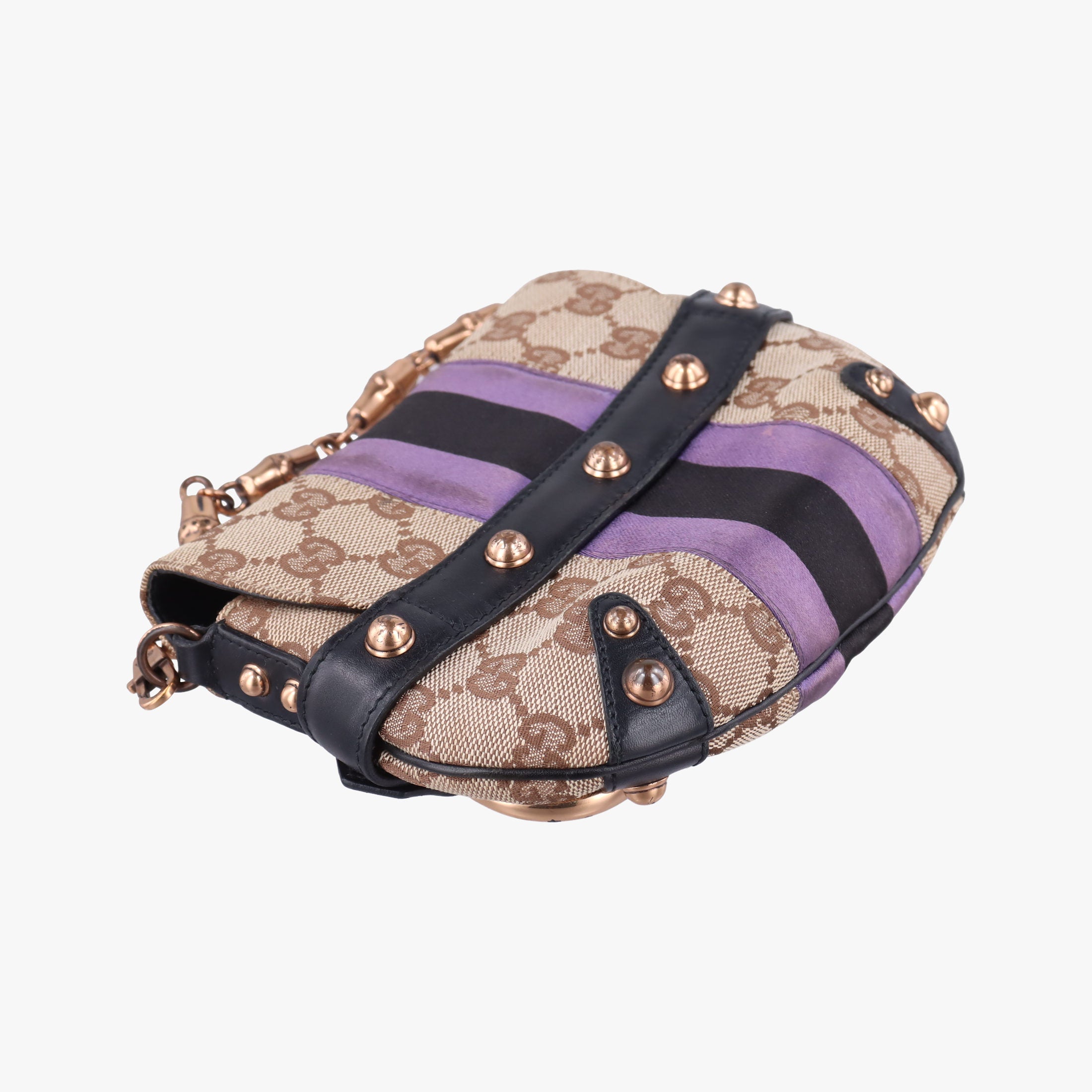 Pre-owned Gucci Horsebit Web khaki×Multi Canvas 129498 shoulderbag | stylenewstar