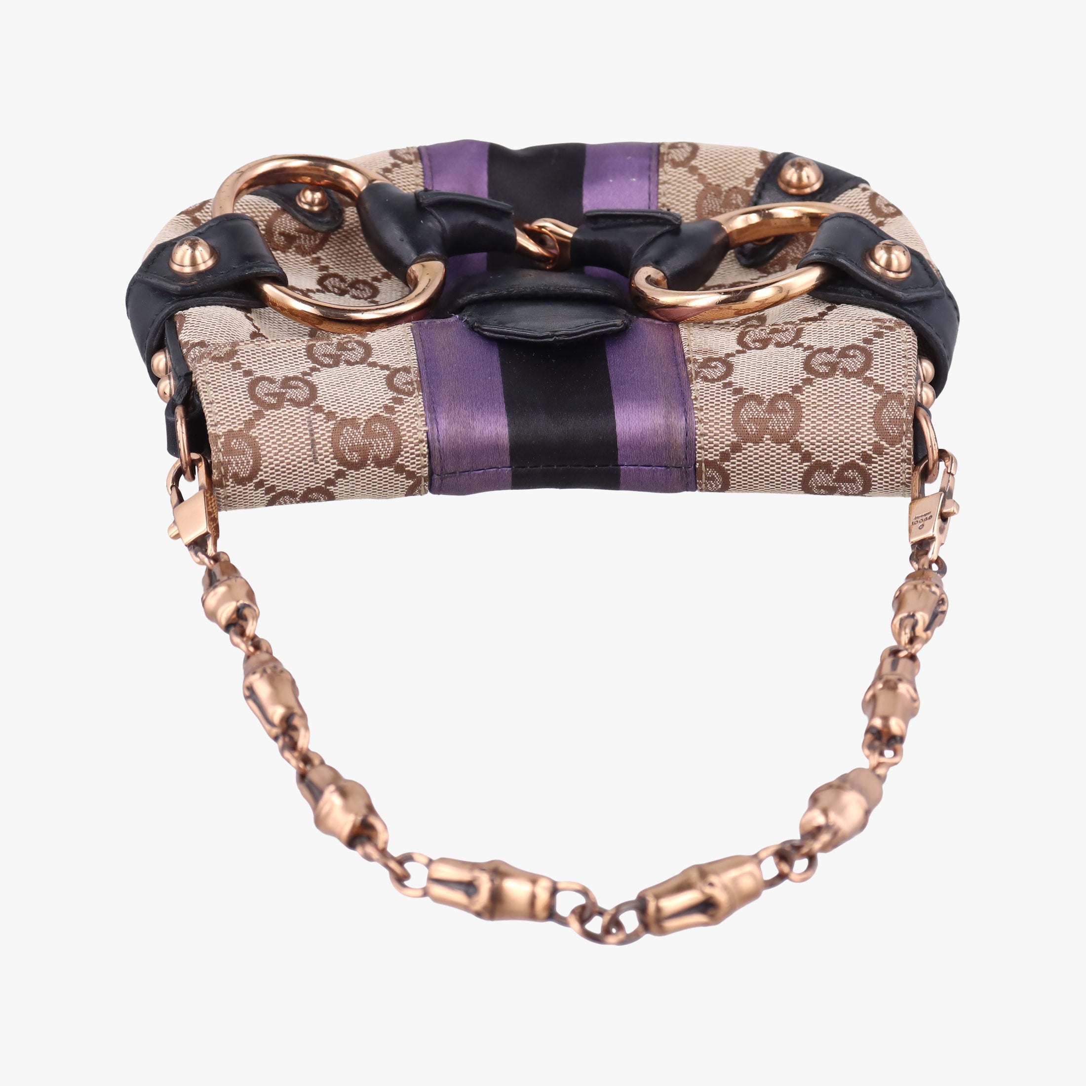 Pre-owned Gucci Horsebit Web khaki×Multi Canvas 129498 shoulderbag | stylenewstar
