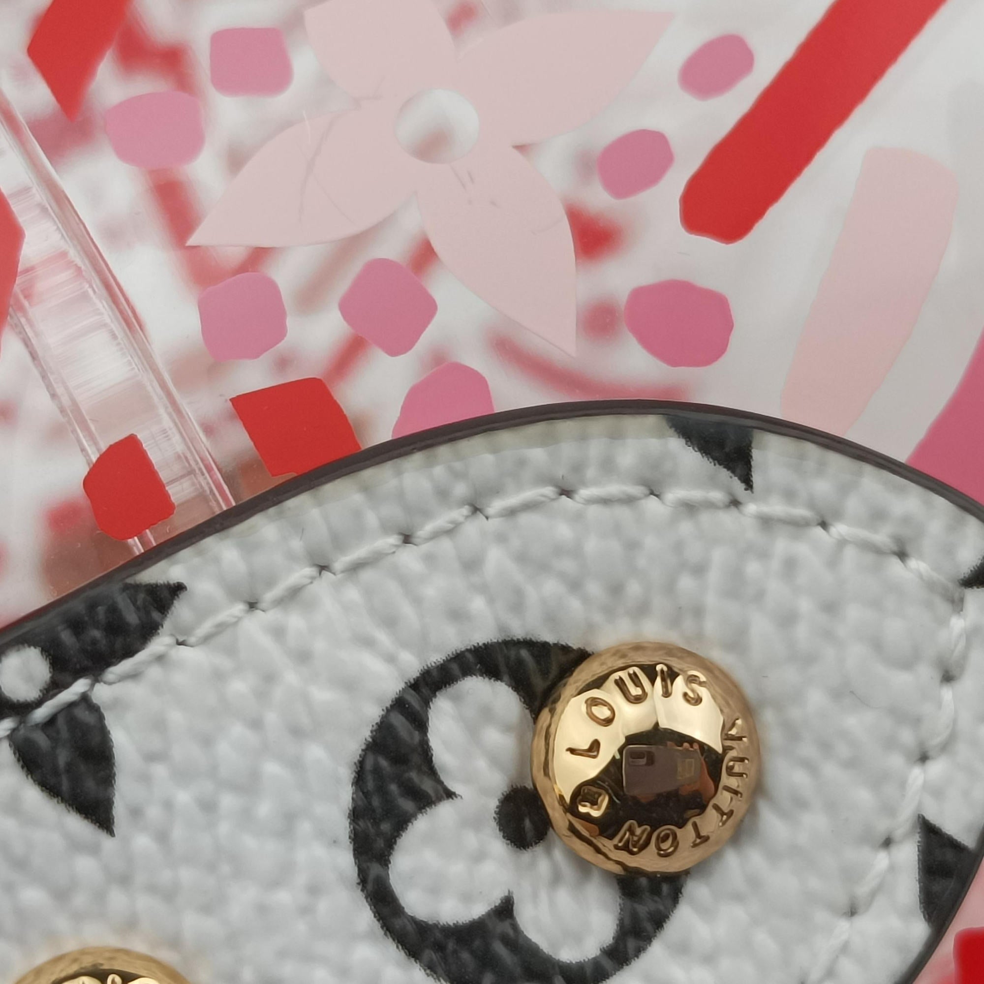 Pre-owned Louis Vuitton Bowet Scott Pink x Clear x Black x White Leather x Plexiglass GI0517 vanitybag | stylenewstar