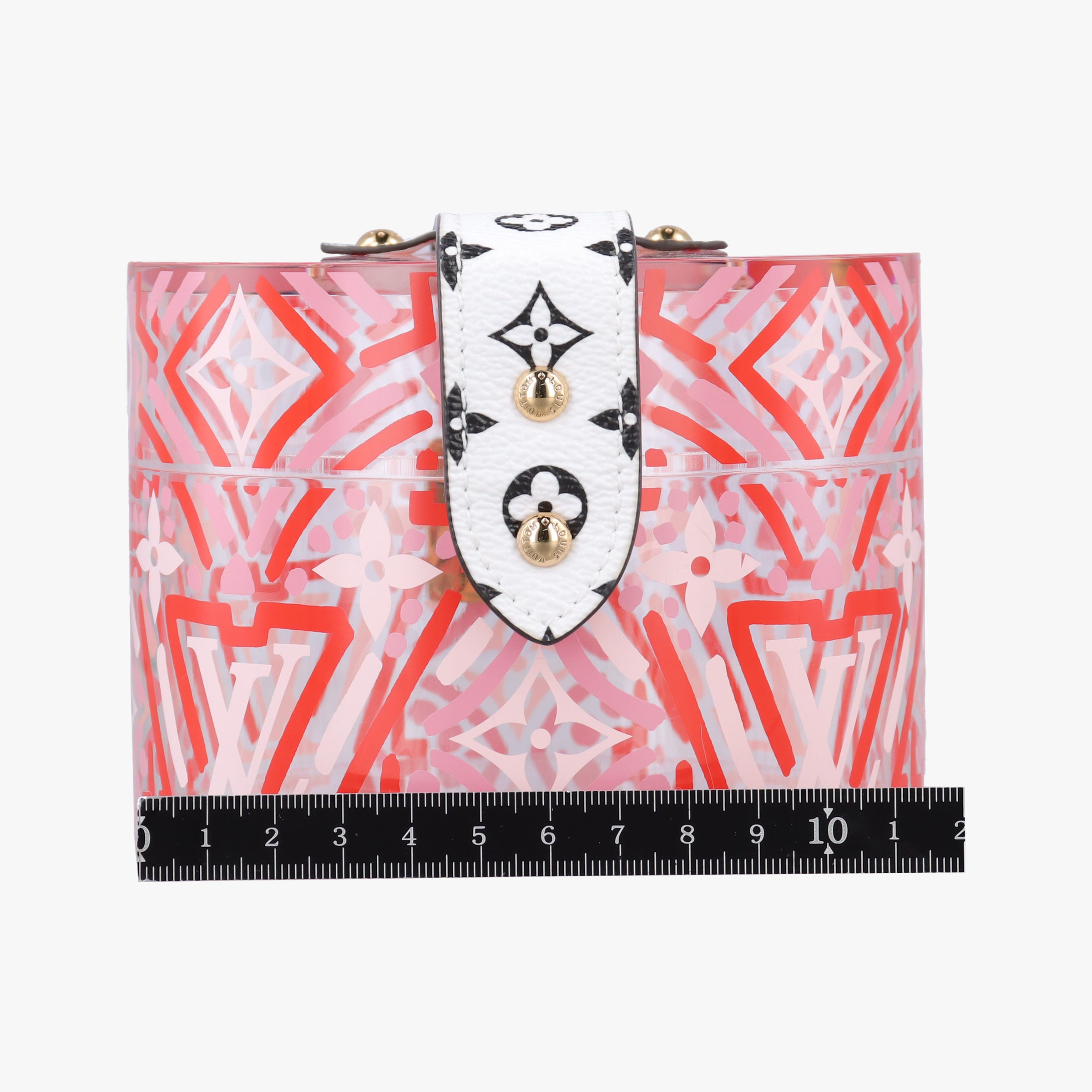 Pre-owned Louis Vuitton Bowet Scott Pink x Clear x Black x White Leather x Plexiglass GI0517 vanitybag | stylenewstar