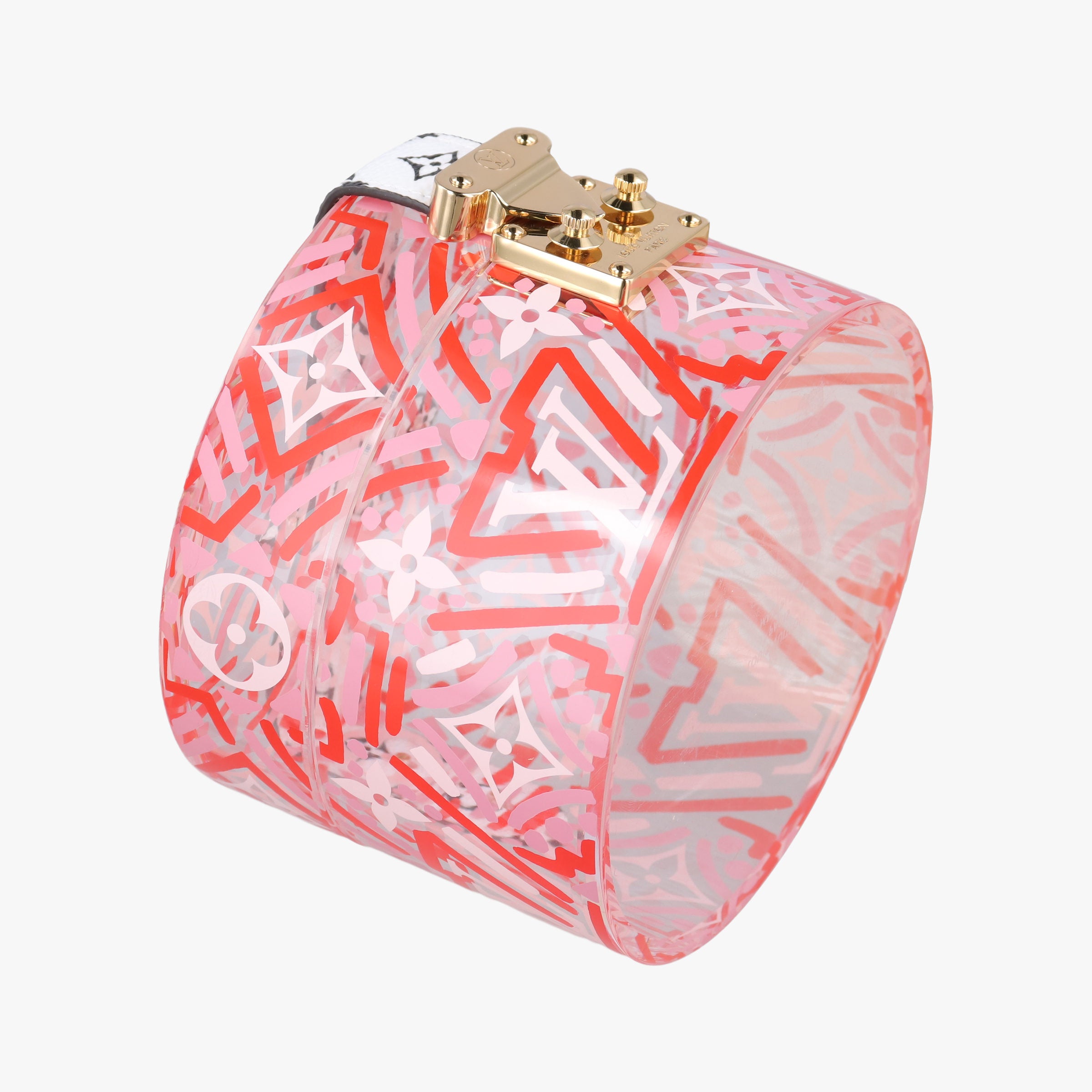 Pre-owned Louis Vuitton Bowet Scott Pink x Clear x Black x White Leather x Plexiglass GI0517 vanitybag | stylenewstar