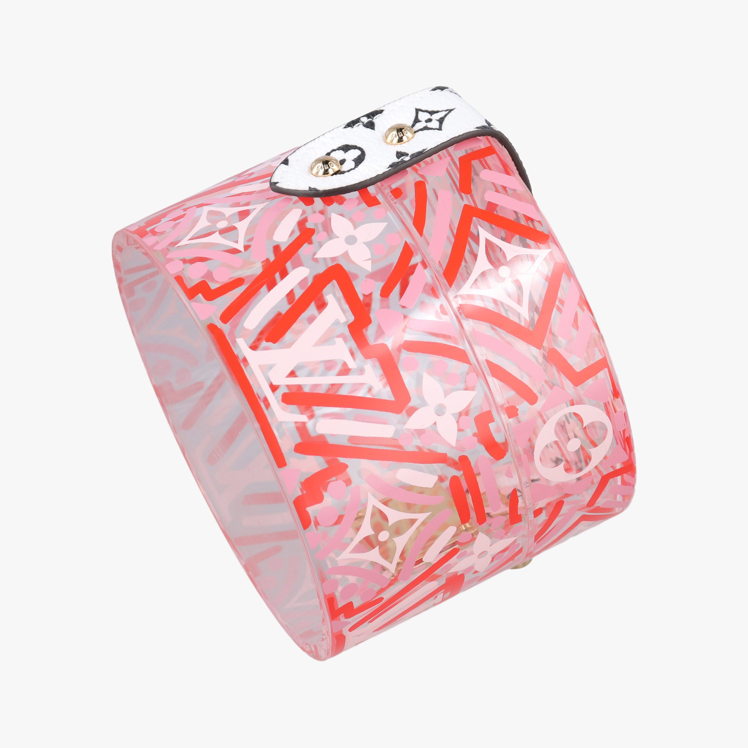 Pre-owned Louis Vuitton Bowet Scott Pink x Clear x Black x White Leather x Plexiglass GI0517 vanitybag | stylenewstar