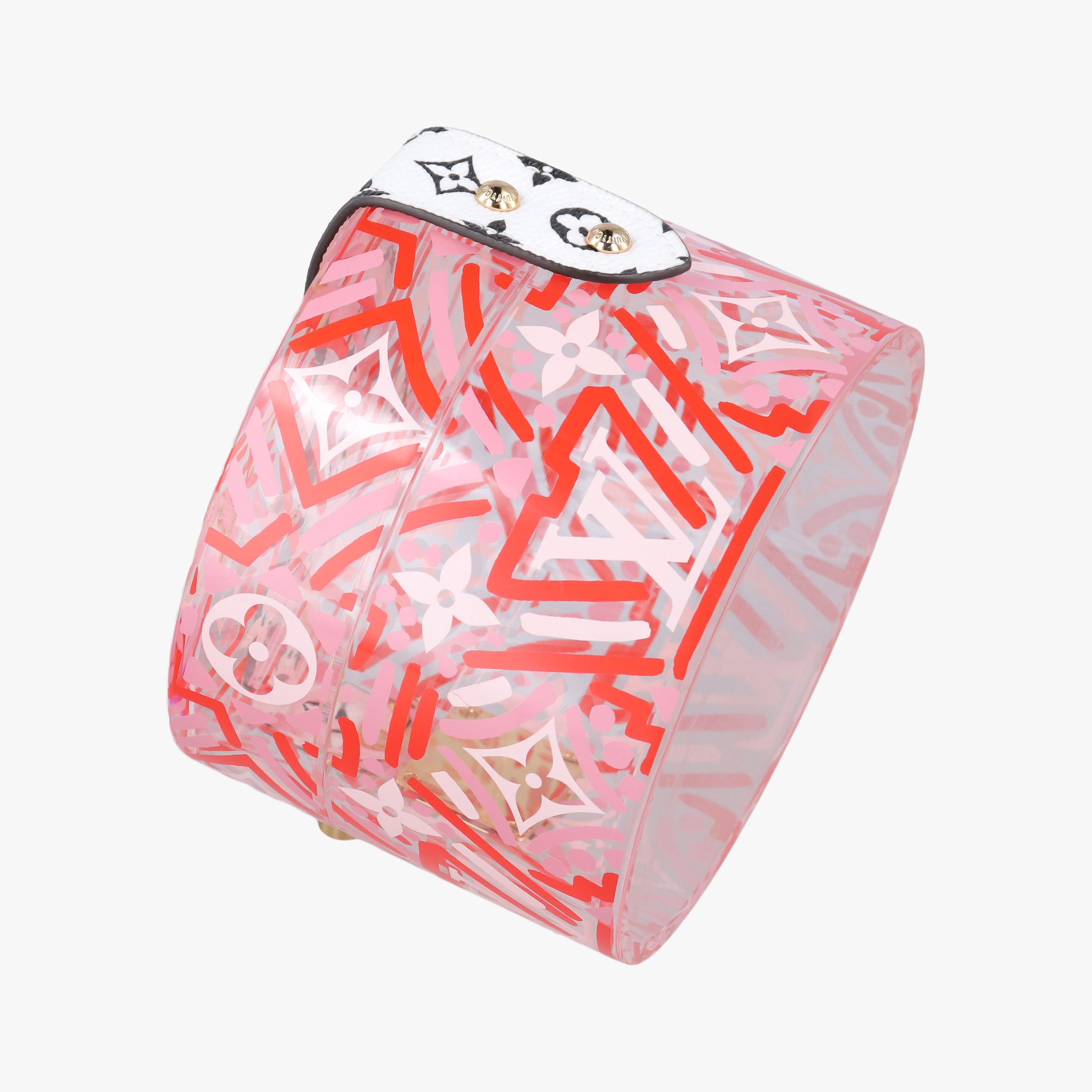 Pre-owned Louis Vuitton Bowet Scott Pink x Clear x Black x White Leather x Plexiglass GI0517 vanitybag | stylenewstar