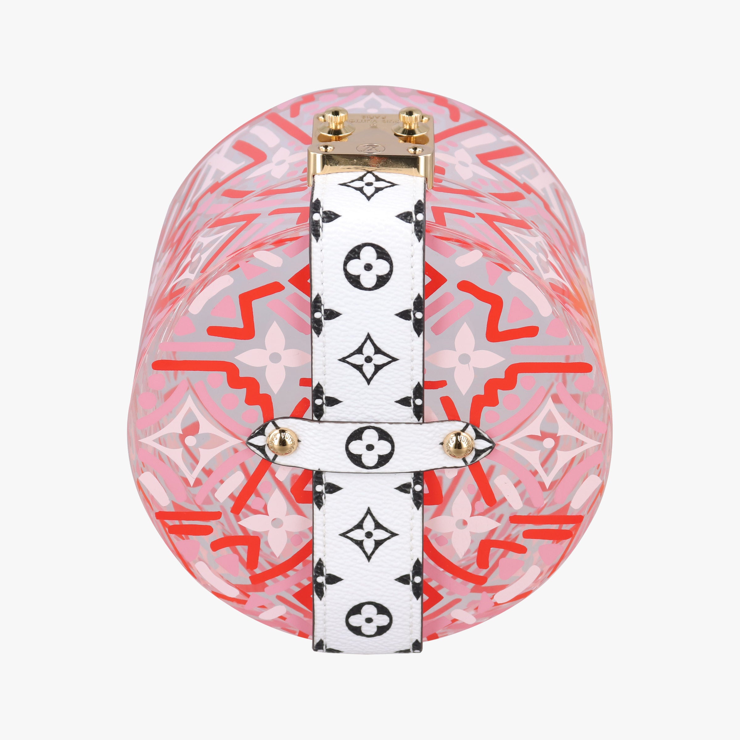 Pre-owned Louis Vuitton Bowet Scott Pink x Clear x Black x White Leather x Plexiglass GI0517 vanitybag | stylenewstar