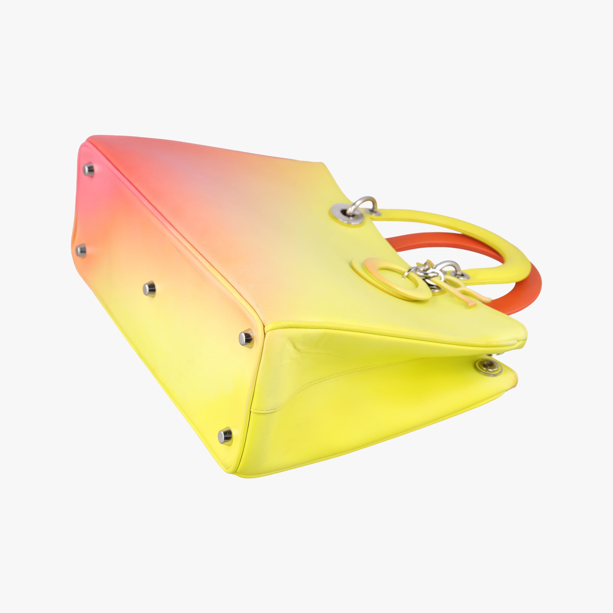 Pre-owned Christian Dior Diorissimo Yellow x Orange leather  shoulderbag | stylenewstar