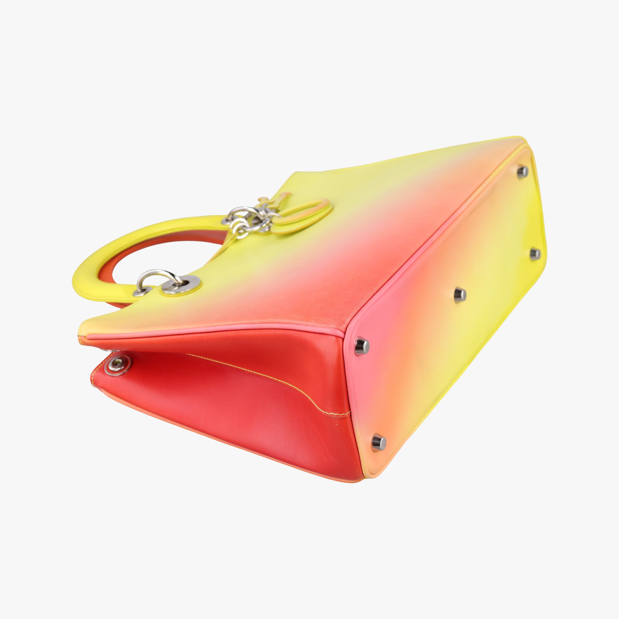 Pre-owned Christian Dior Diorissimo Yellow x Orange leather  shoulderbag | stylenewstar