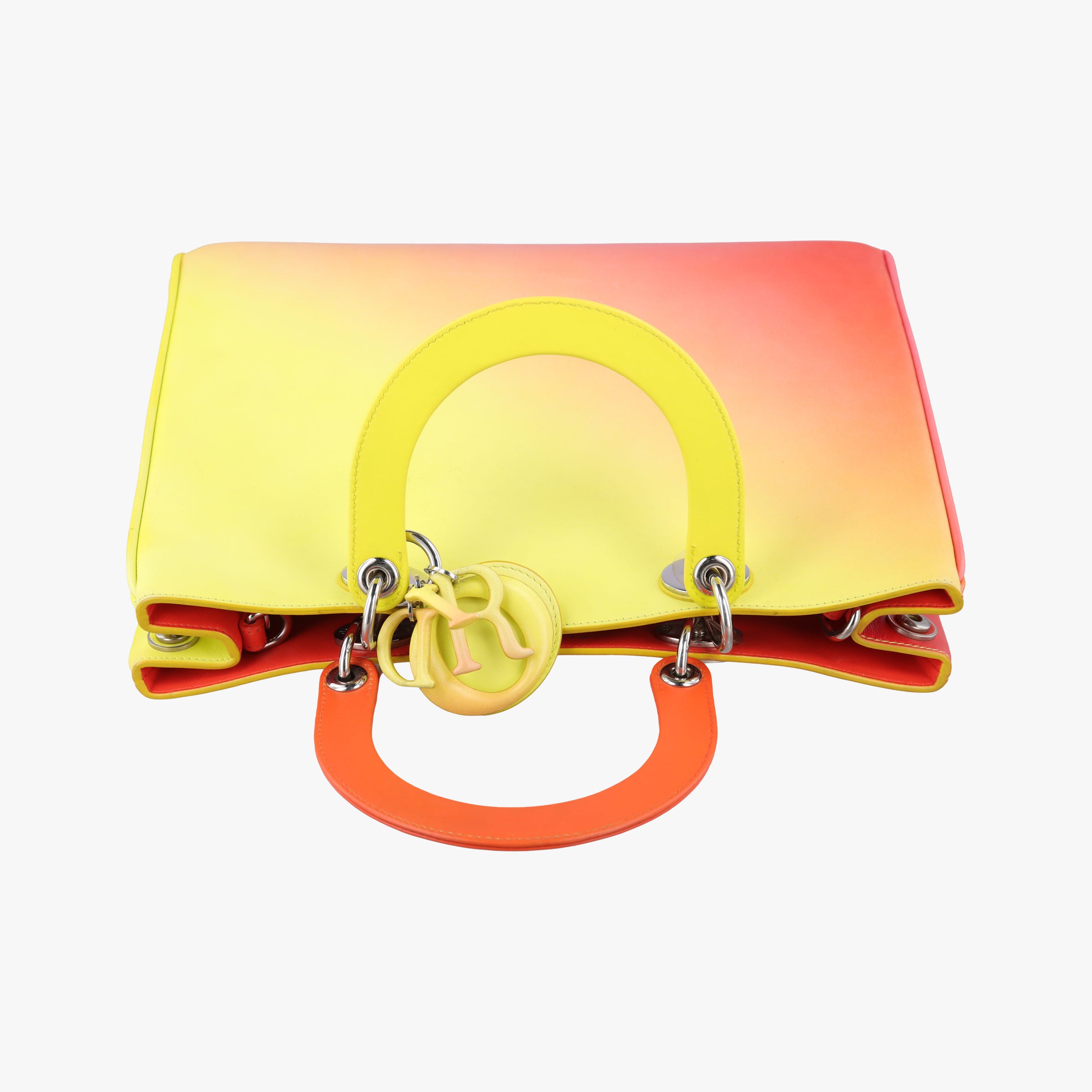 Pre-owned Christian Dior Diorissimo Yellow x Orange leather  shoulderbag | stylenewstar