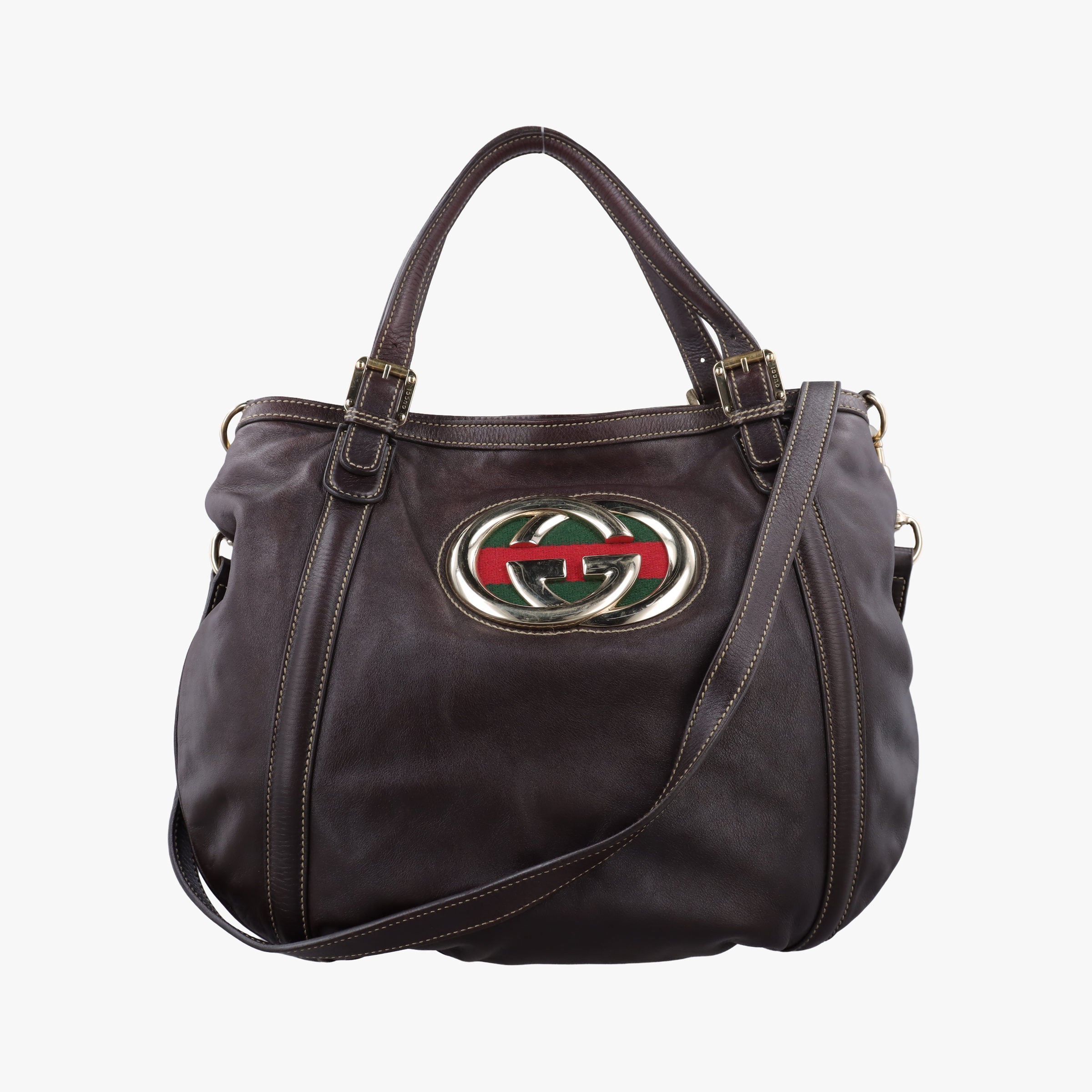 Pre-owned Gucci Dialux Britt Hobo Brown leather 162886 shoulderbag | stylenewstar