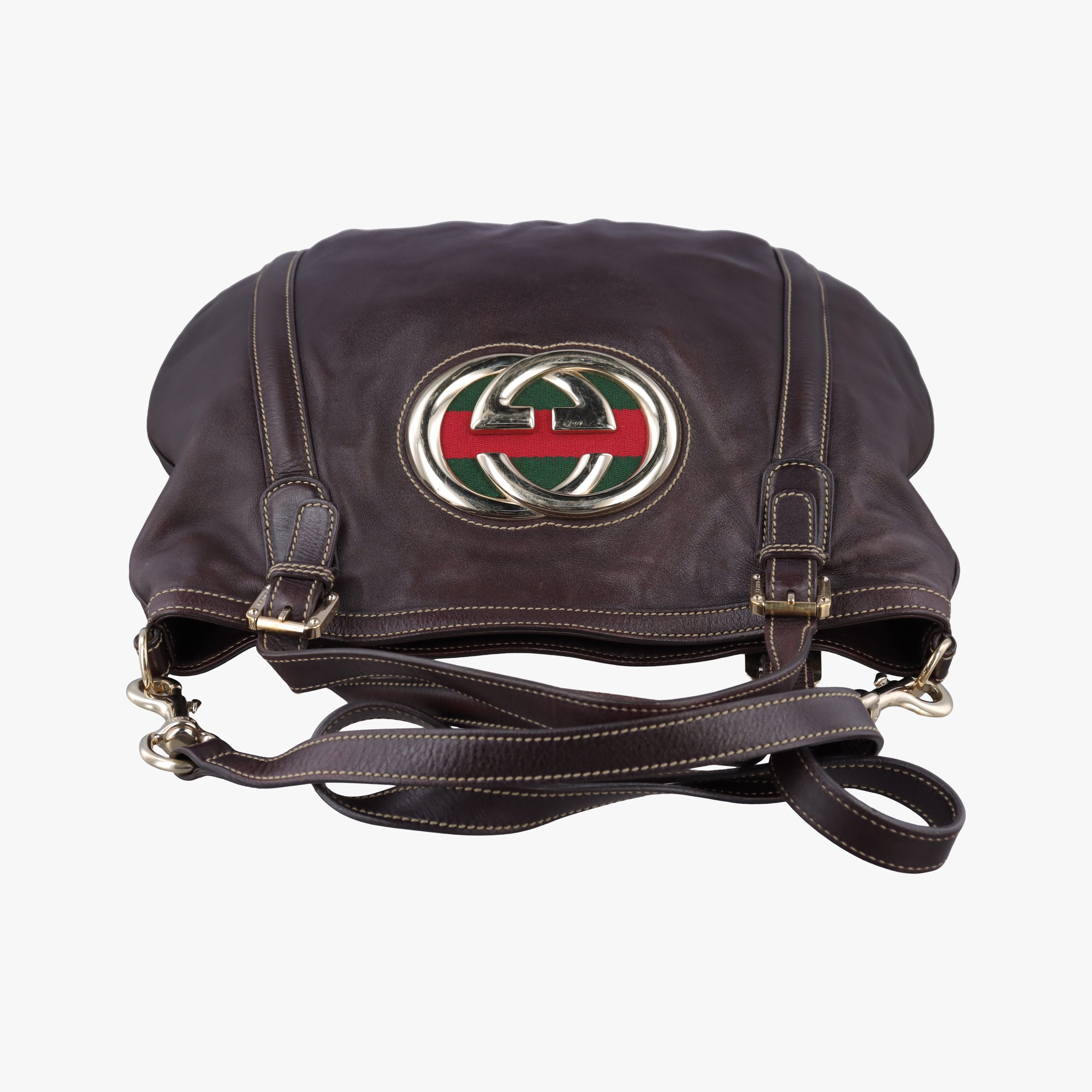 Pre-owned Gucci Dialux Britt Hobo Brown leather 162886 shoulderbag | stylenewstar