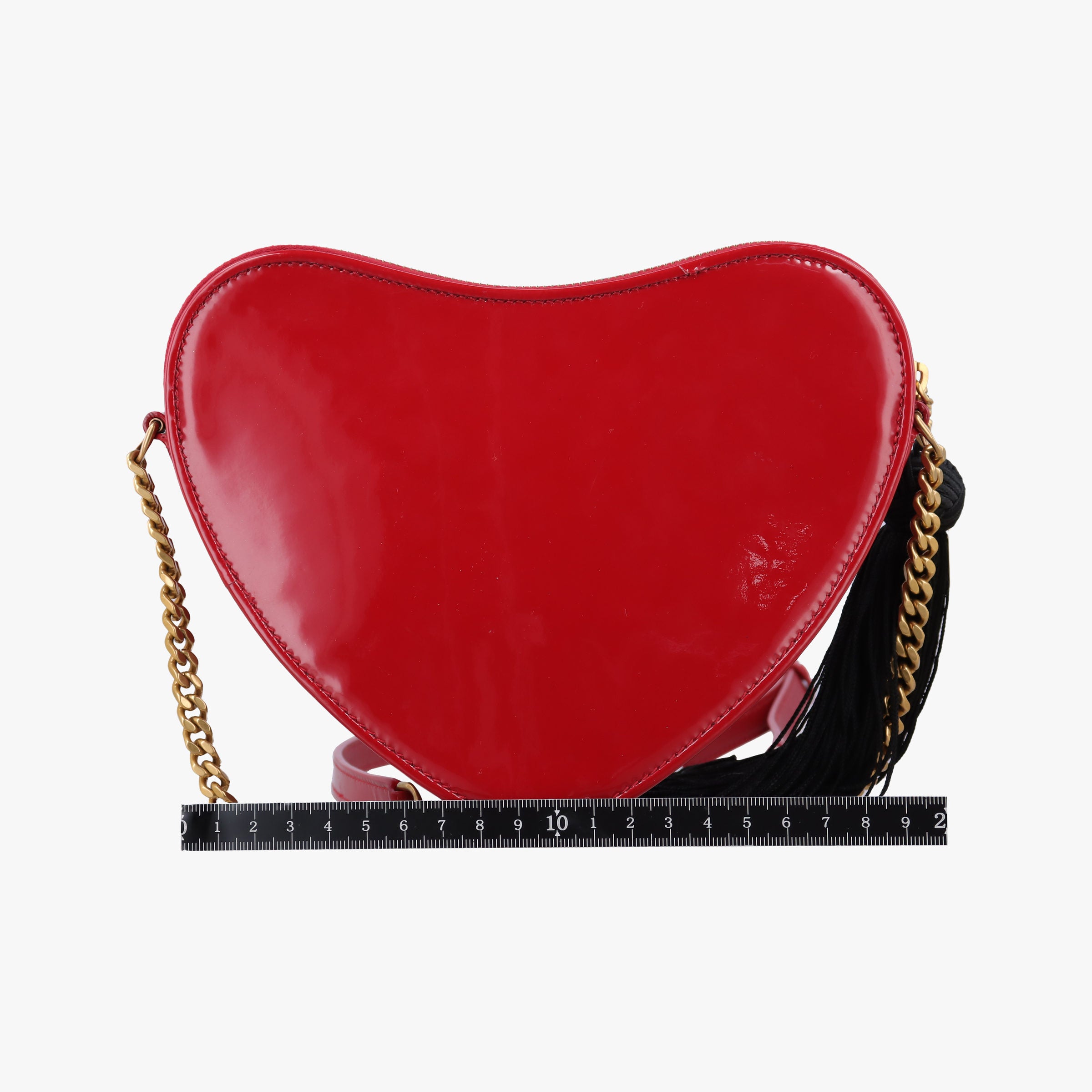 Secondhand Yves Saint Laurent love heart Red Patent 540694 shoulderbag | stylenewstar