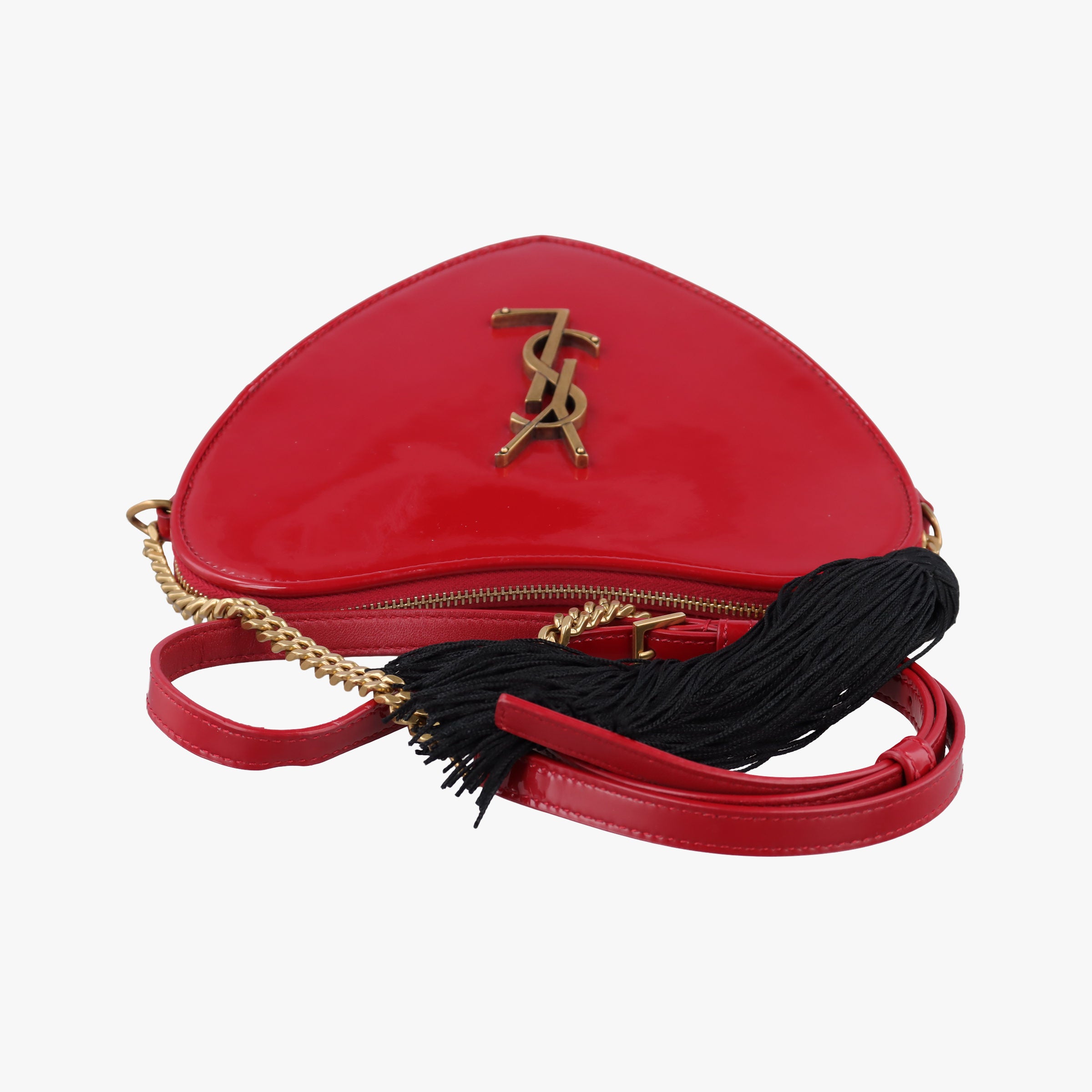 Secondhand Yves Saint Laurent love heart Red Patent 540694 shoulderbag | stylenewstar