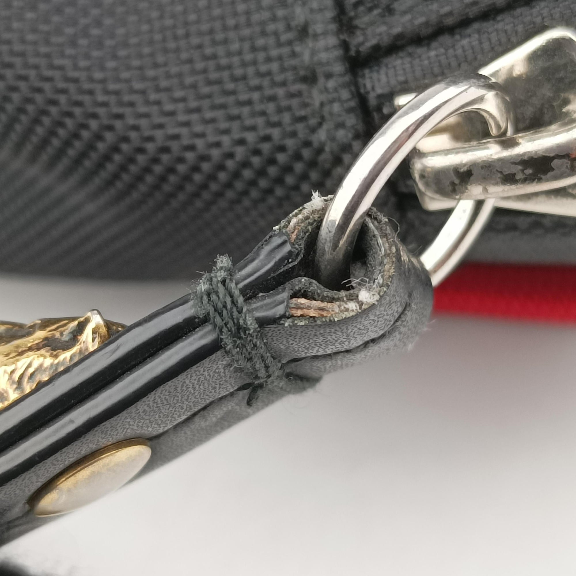 Pre-owned Gucci Tiger Embroidered Web Messenger Black×Multicolour Canvas 523323 bum bag/waist bag | stylenewstar