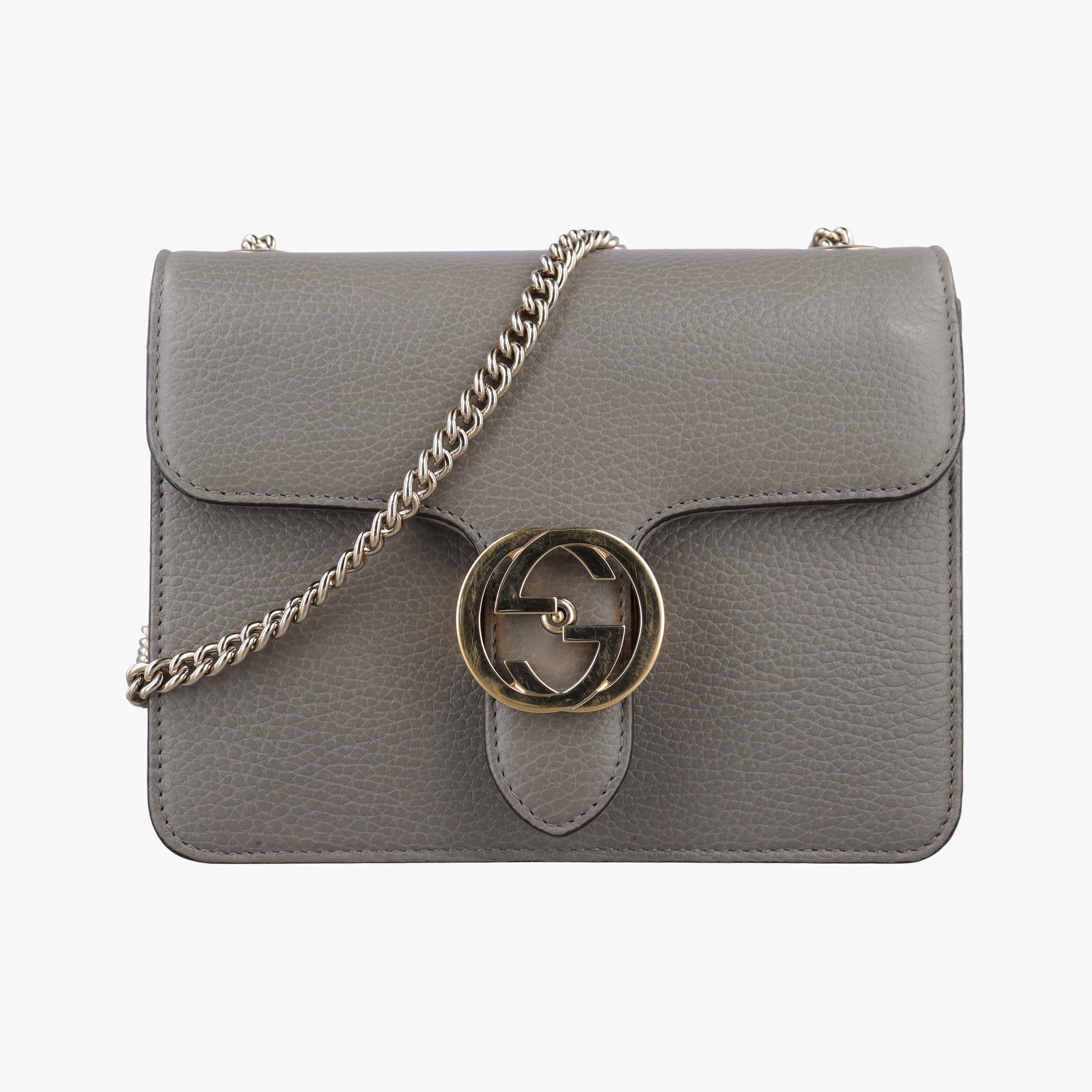 Pre-owned Gucci Interlocking G Grey Leather 510304 shoulderbag | stylenewstar