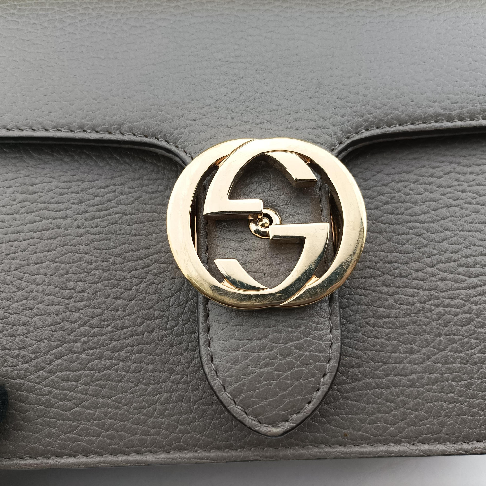 Pre-owned Gucci Interlocking G Grey Leather 510304 shoulderbag | stylenewstar