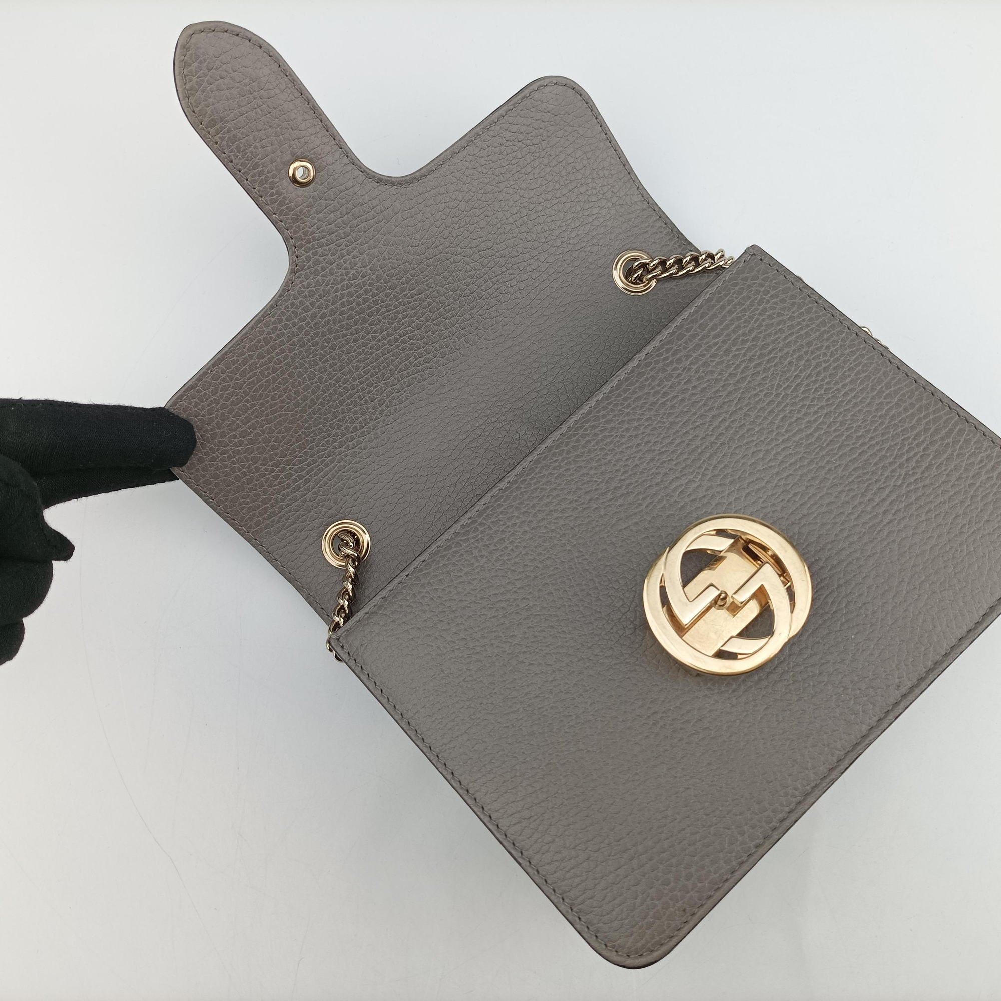 Pre-owned Gucci Interlocking G Grey Leather 510304 shoulderbag | stylenewstar