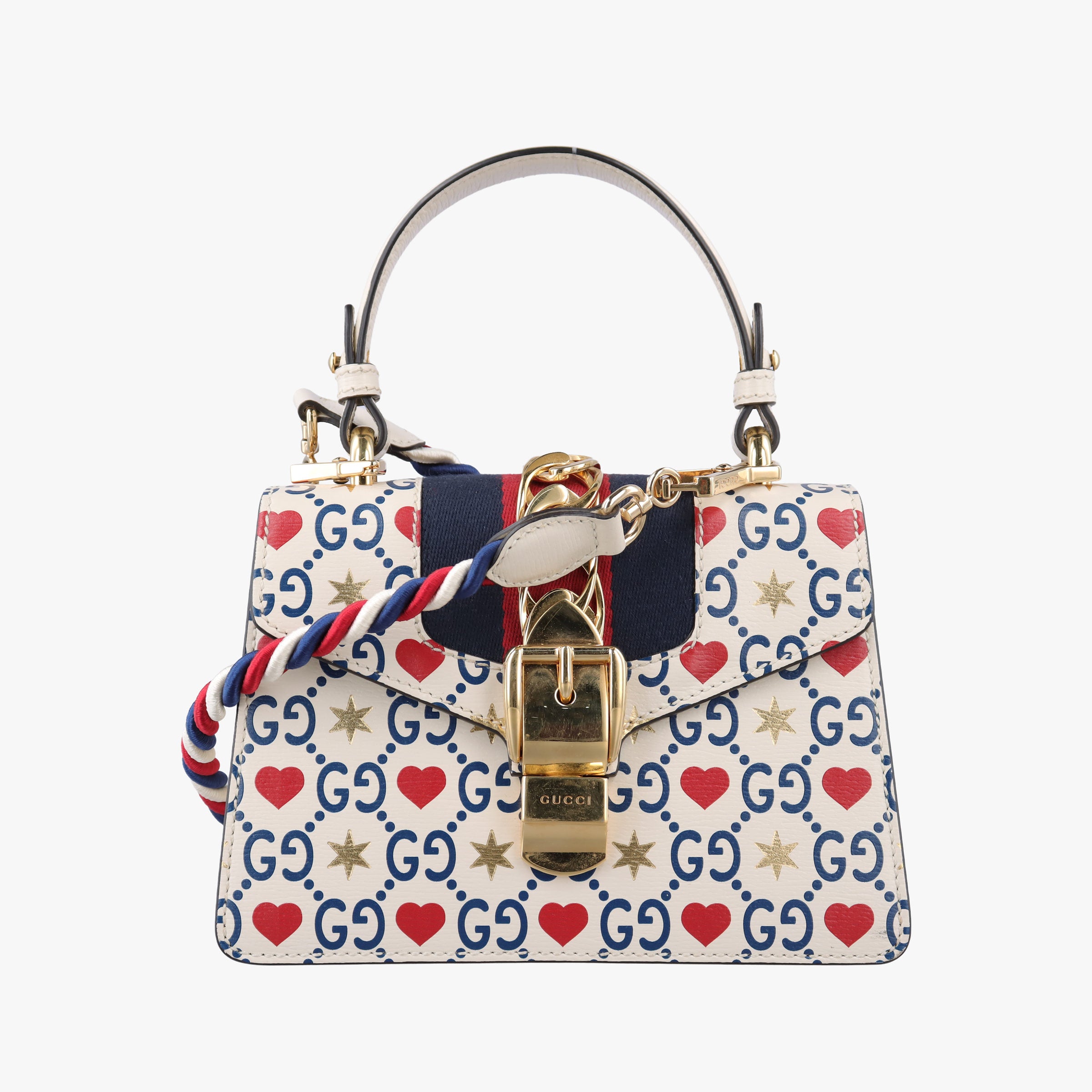 Pre-owned Gucci Sylvie White×Multicolour Leather 470270 shoulderbag | stylenewstar