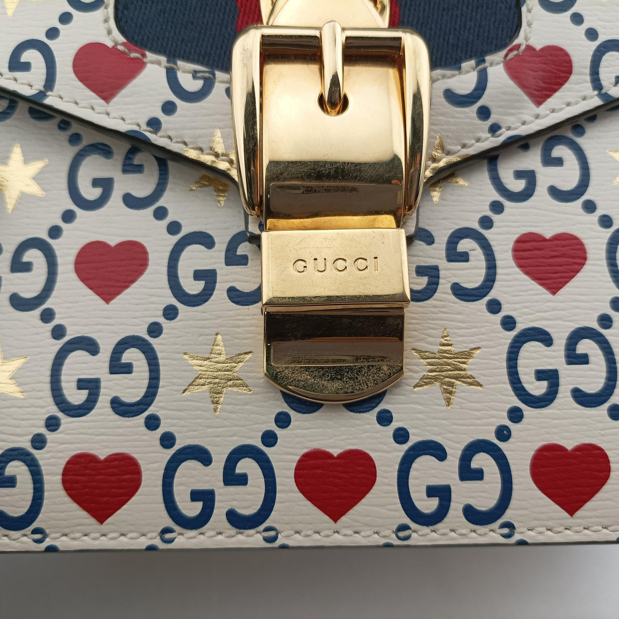 Pre-owned Gucci Sylvie White×Multicolour Leather 470270 shoulderbag | stylenewstar