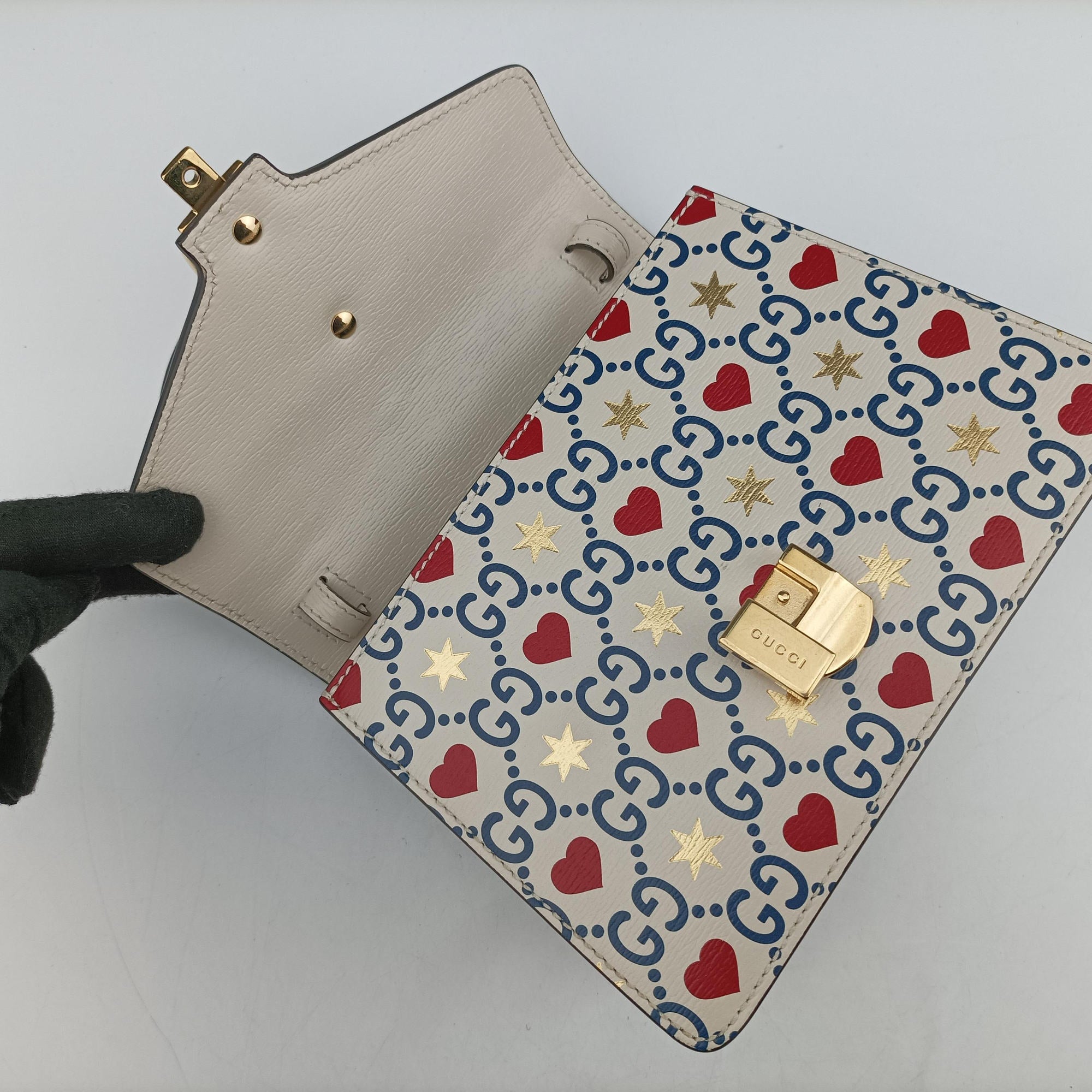 Pre-owned Gucci Sylvie White×Multicolour Leather 470270 shoulderbag | stylenewstar