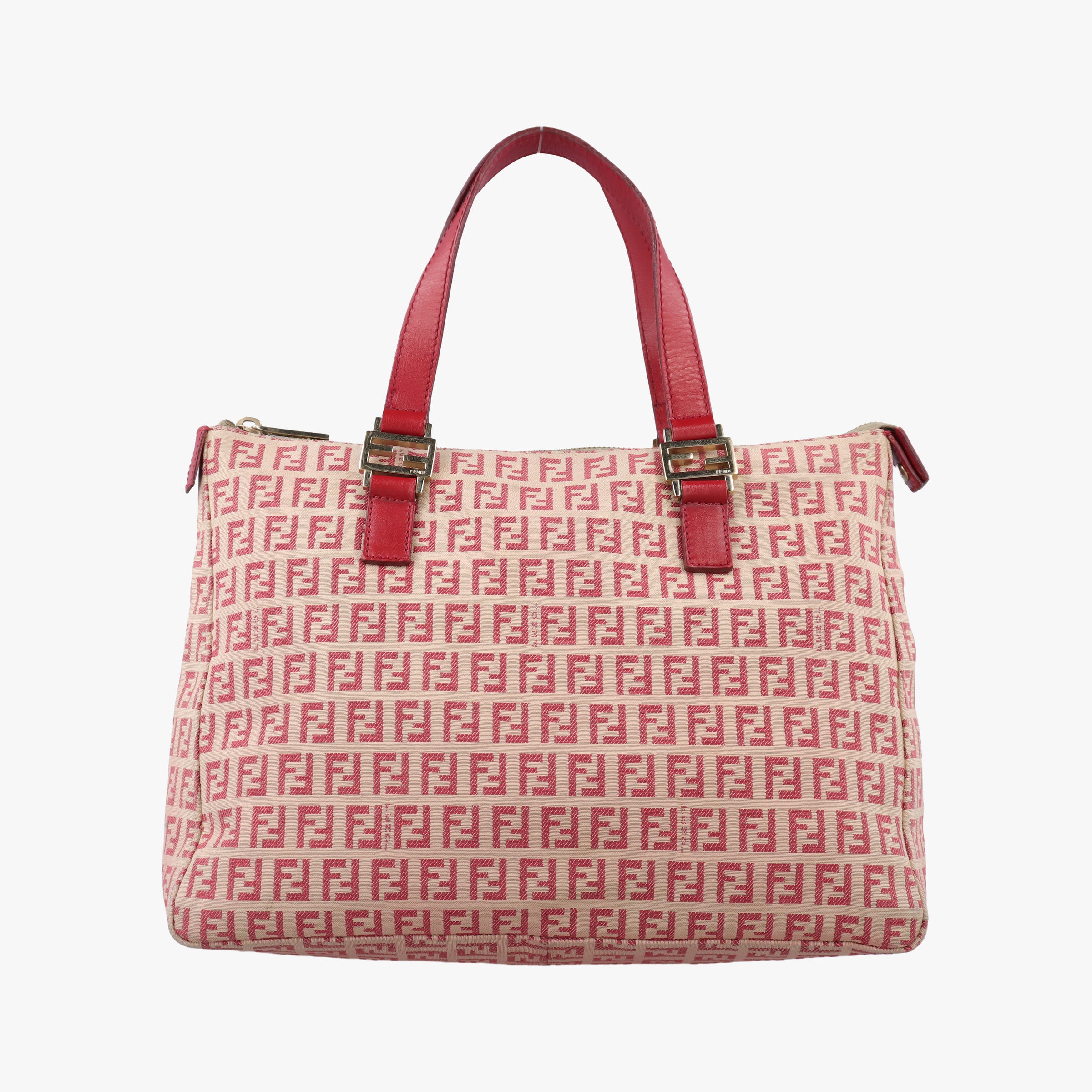 Pre-owned Fendi Zucchino Pink × Red Canvas ×  Leather  handbag | stylenewstar