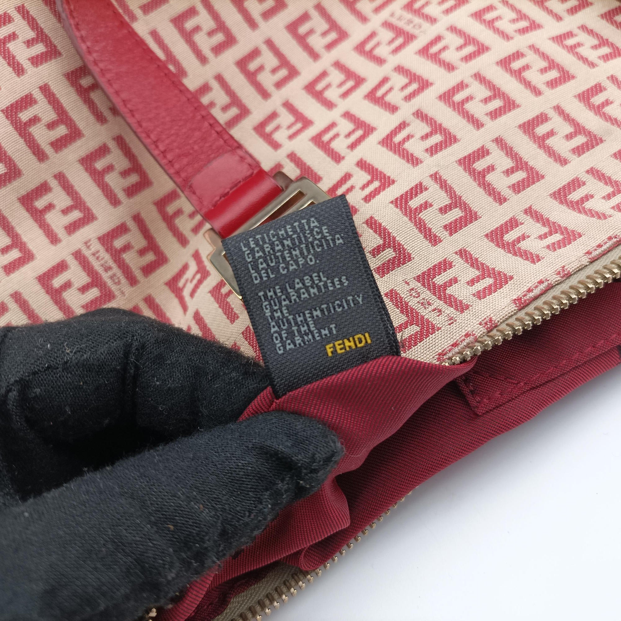 Pre-owned Fendi Zucchino Pink × Red Canvas ×  Leather  handbag | stylenewstar