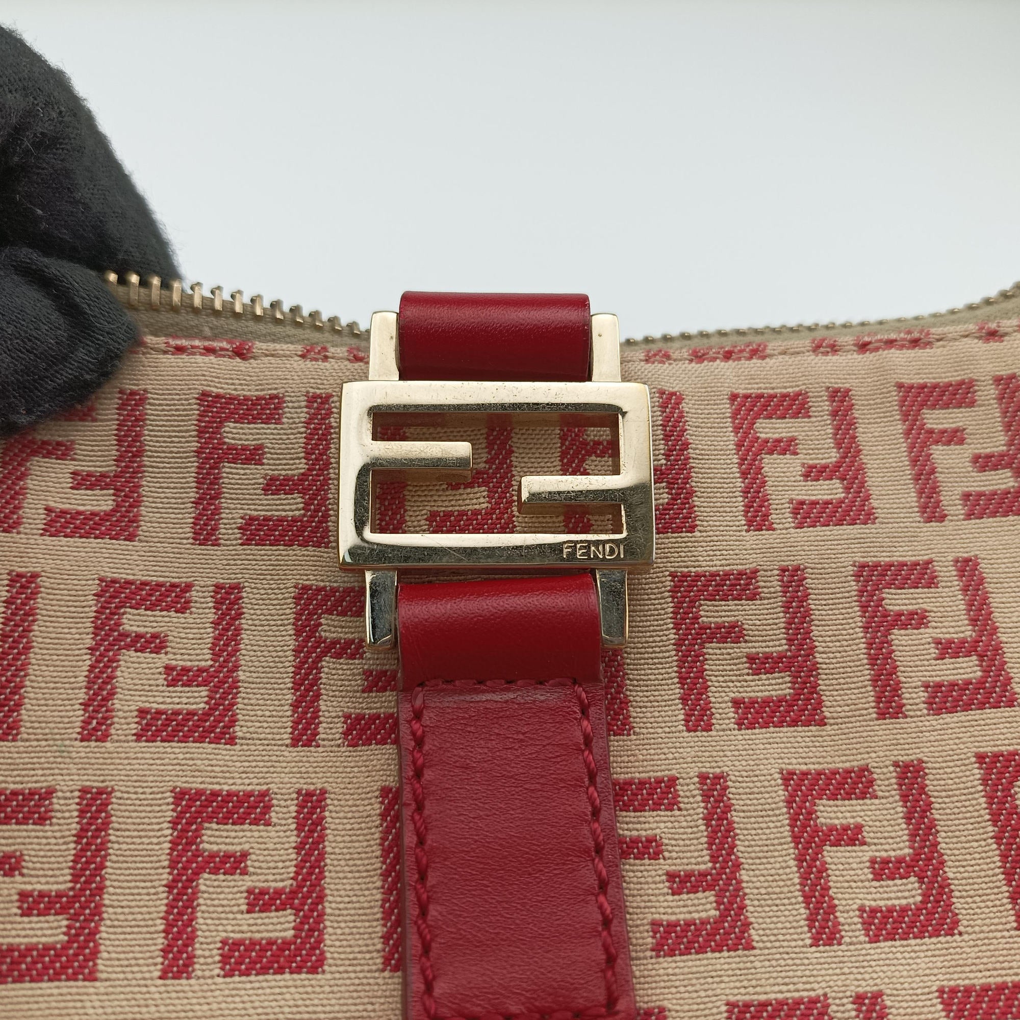 Pre-owned Fendi Zucchino Pink × Red Canvas ×  Leather  handbag | stylenewstar