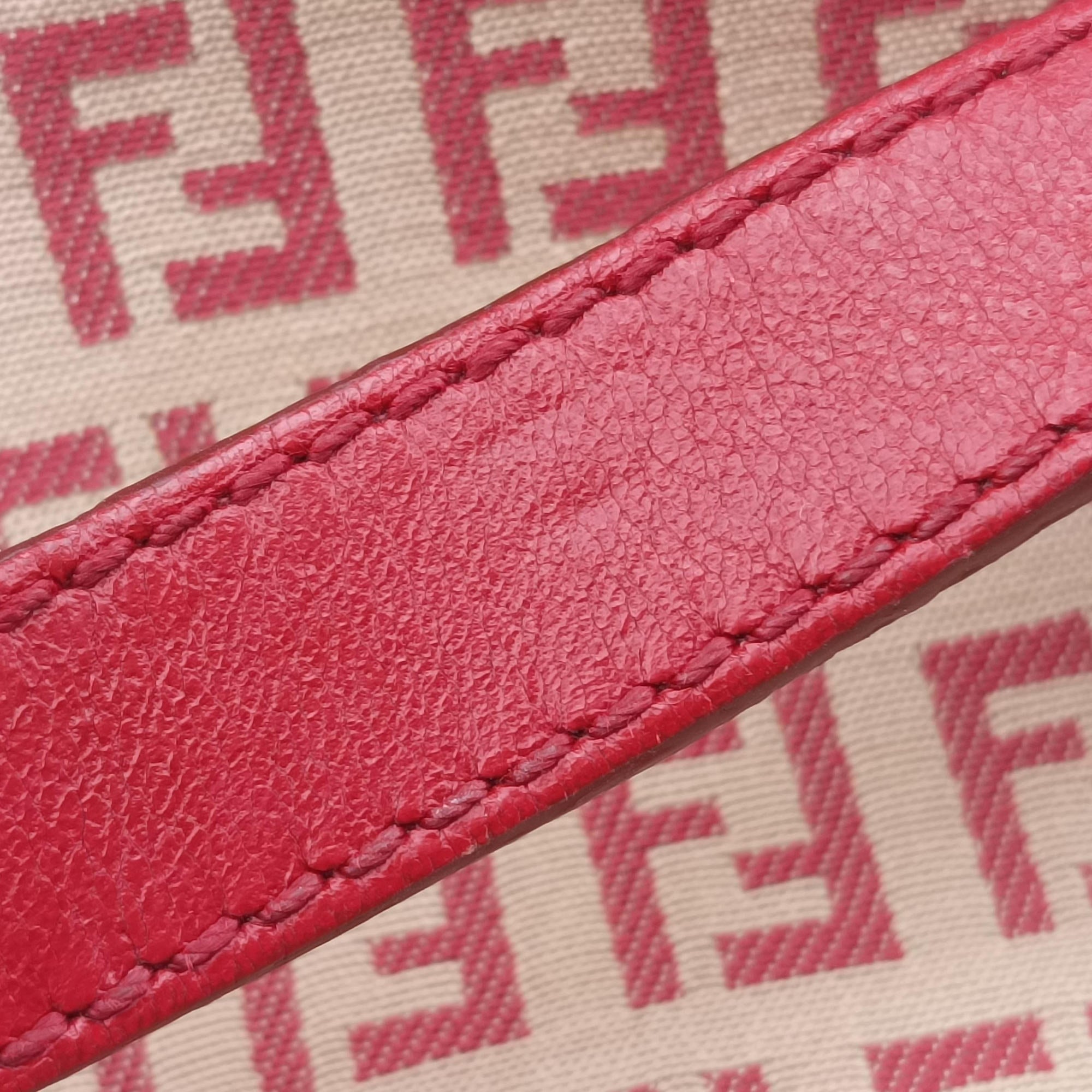 Pre-owned Fendi Zucchino Pink × Red Canvas ×  Leather  handbag | stylenewstar
