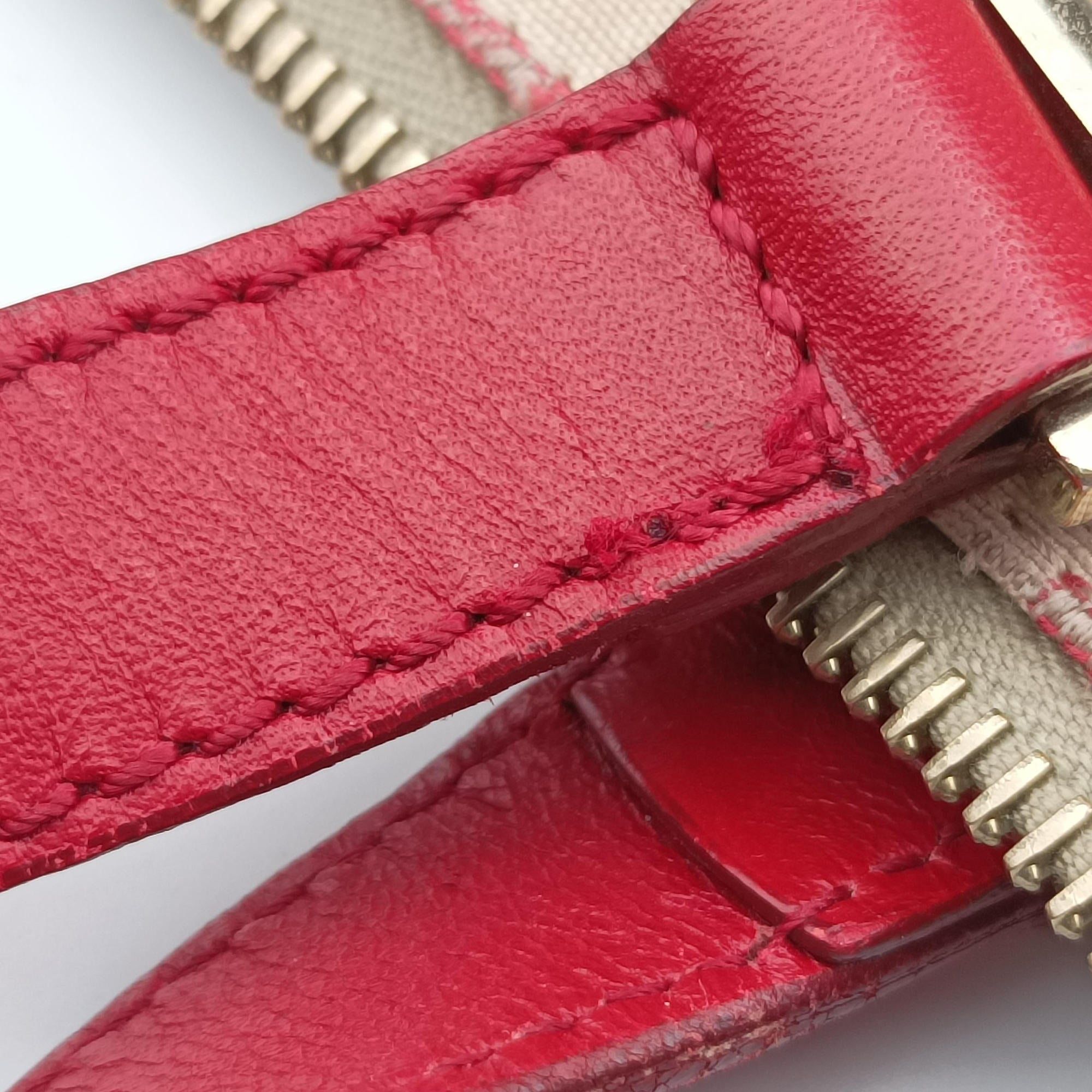 Pre-owned Fendi Zucchino Pink × Red Canvas ×  Leather  handbag | stylenewstar