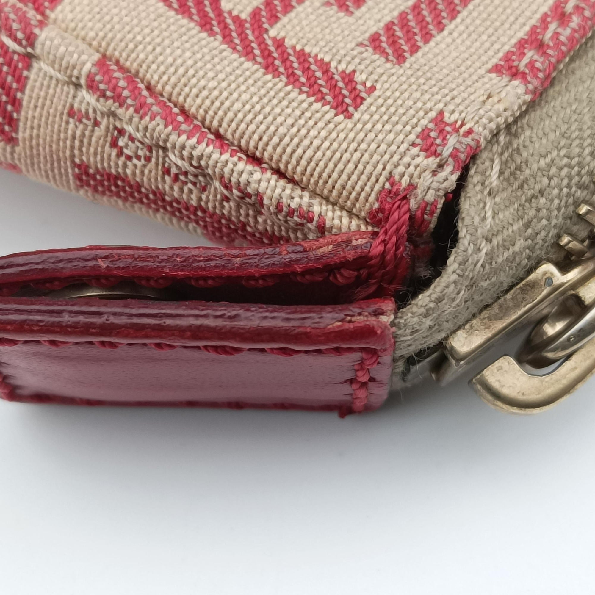 Pre-owned Fendi Zucchino Pink × Red Canvas ×  Leather  handbag | stylenewstar