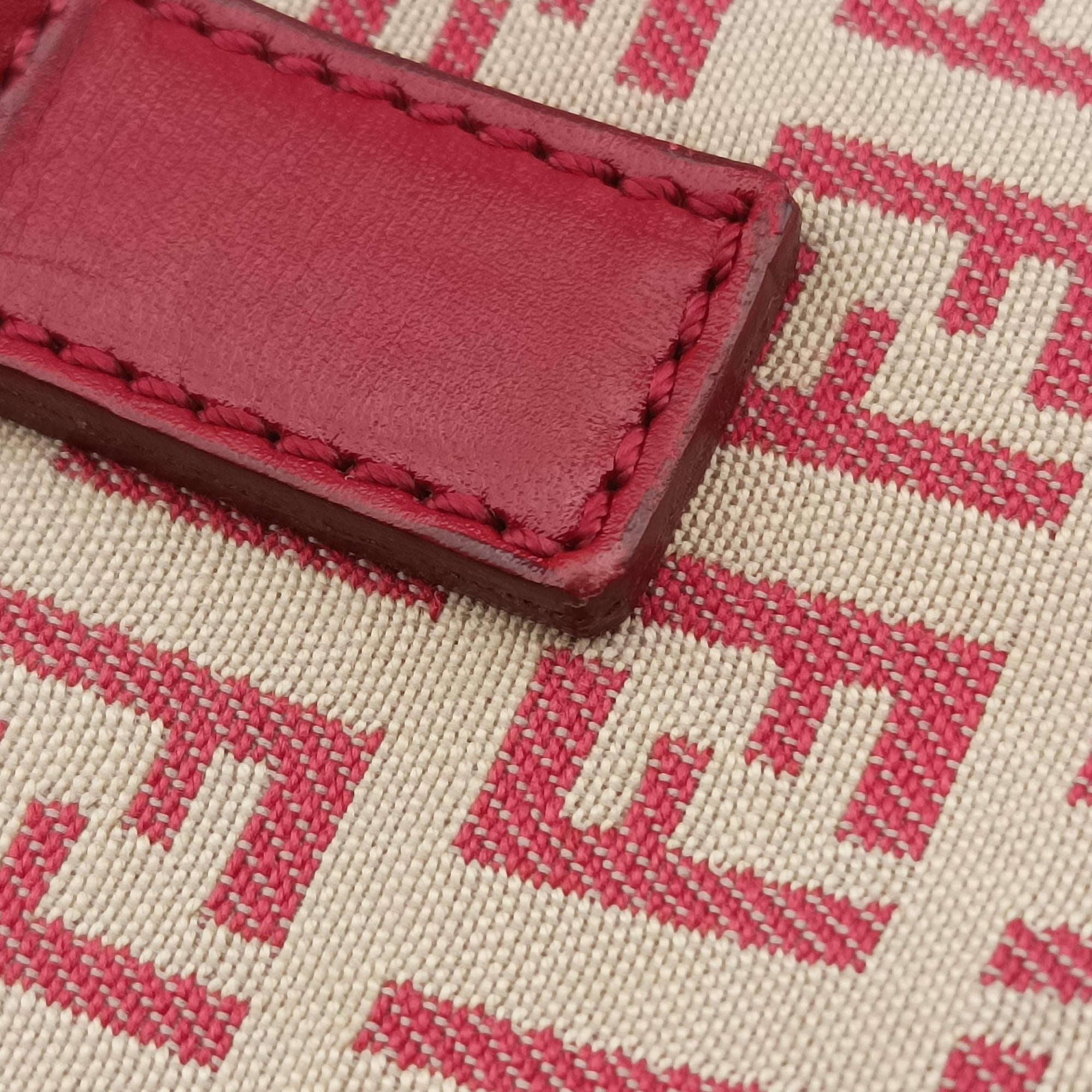 Pre-owned Fendi Zucchino Pink × Red Canvas ×  Leather  handbag | stylenewstar