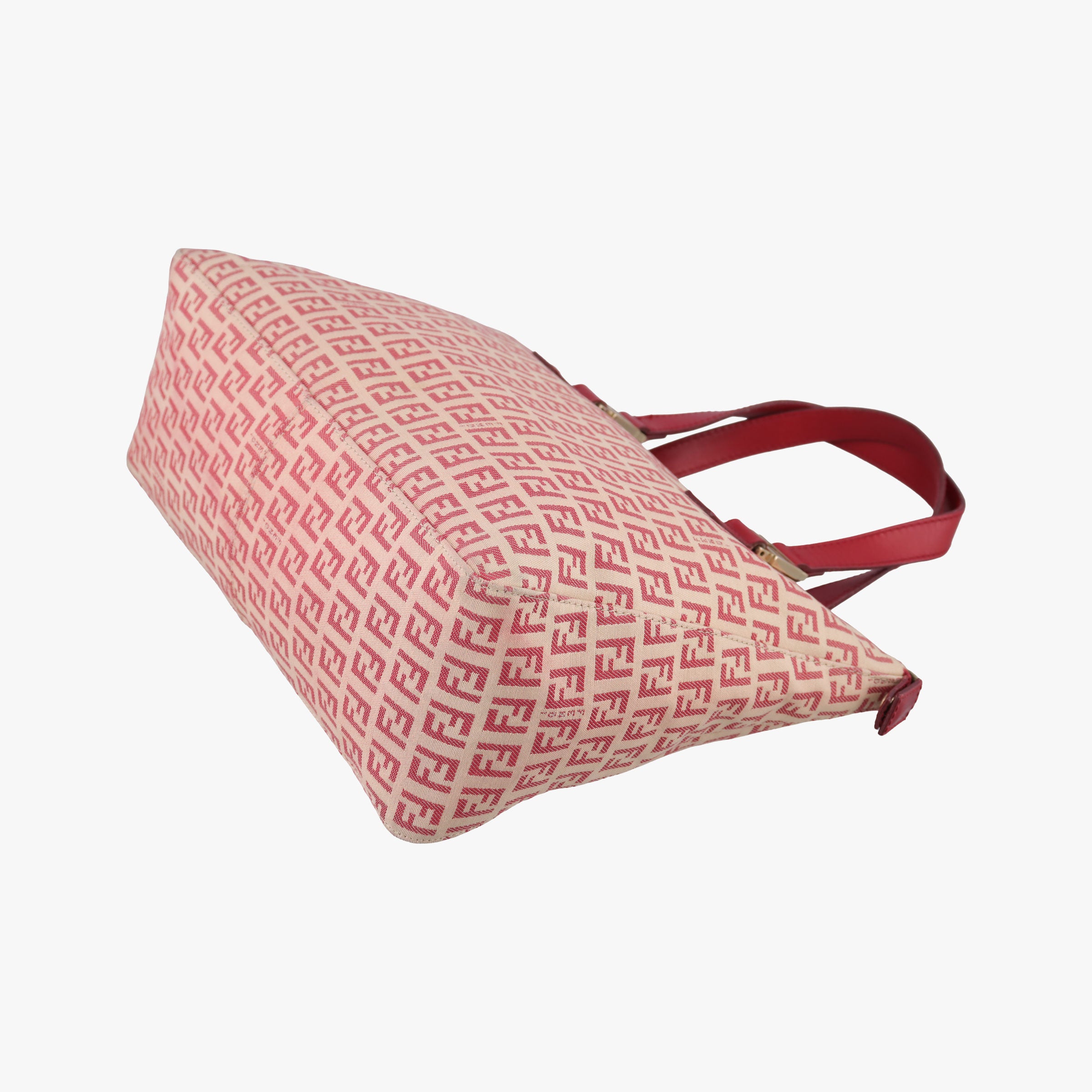 Pre-owned Fendi Zucchino Pink × Red Canvas ×  Leather  handbag | stylenewstar