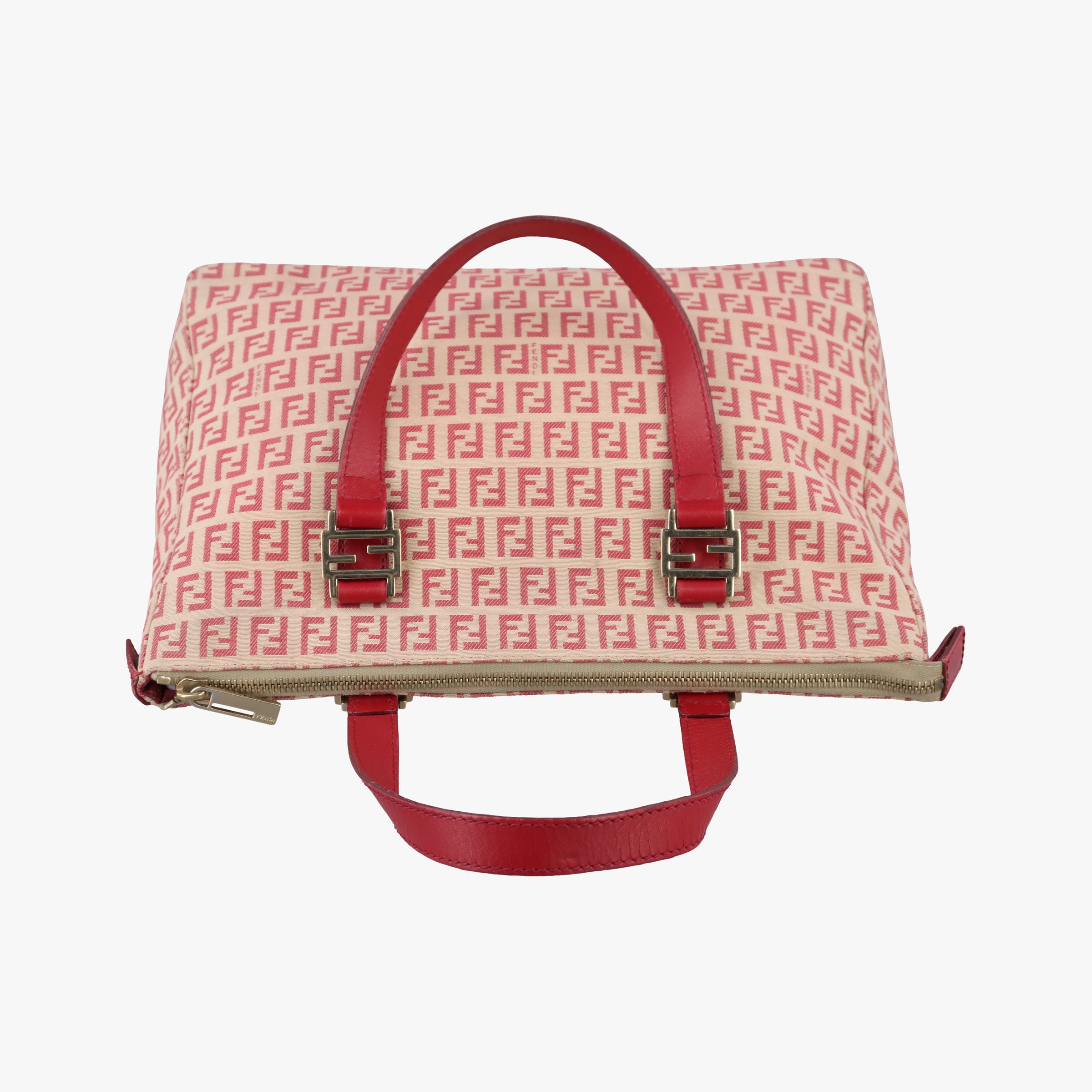 Pre-owned Fendi Zucchino Pink × Red Canvas ×  Leather  handbag | stylenewstar